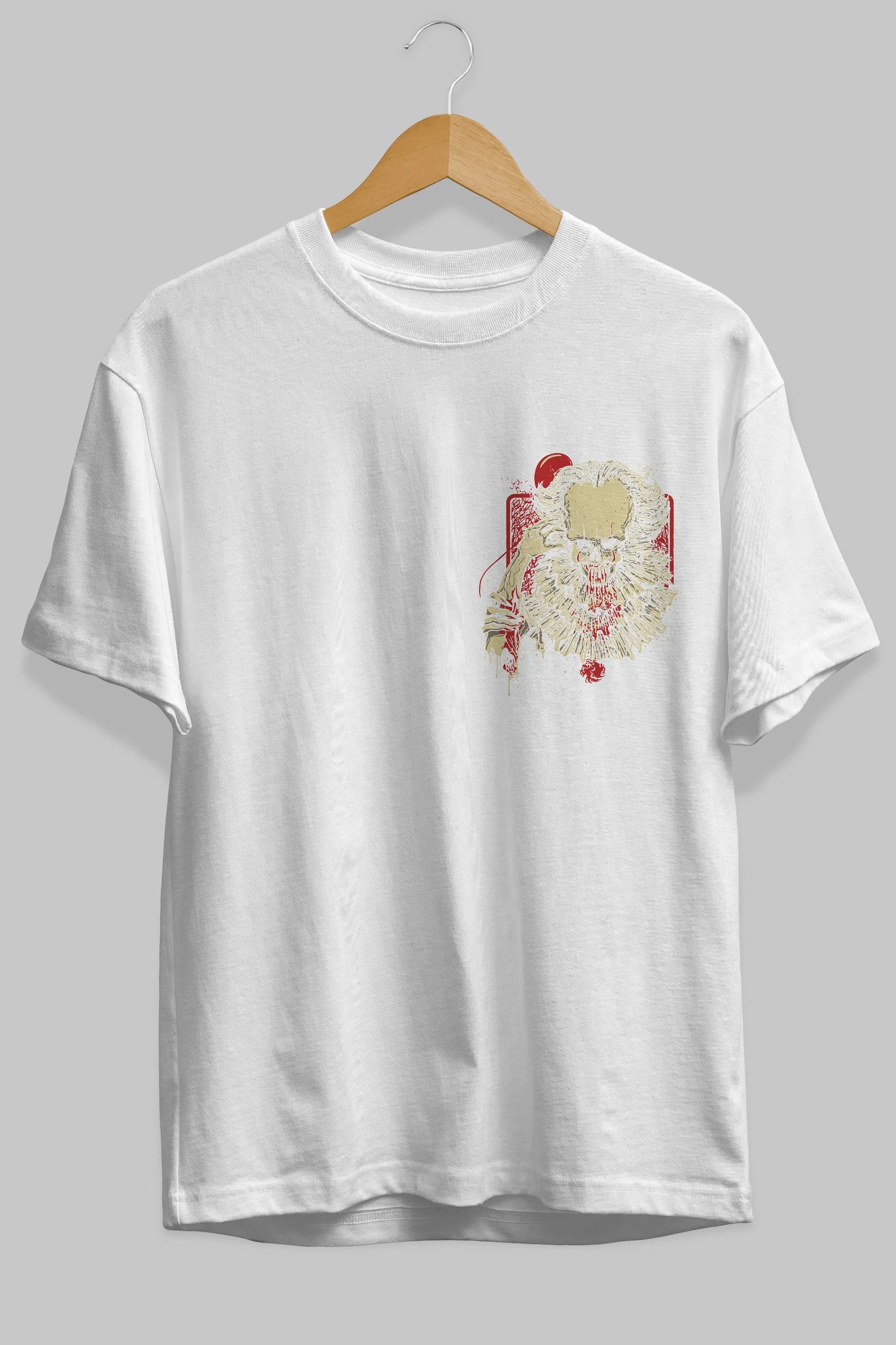 it (2) Ön Sol Baskılı Oversize t-shirt Erkek Kadın Unisex %100 Pamuk Bisiklet Yaka tişort