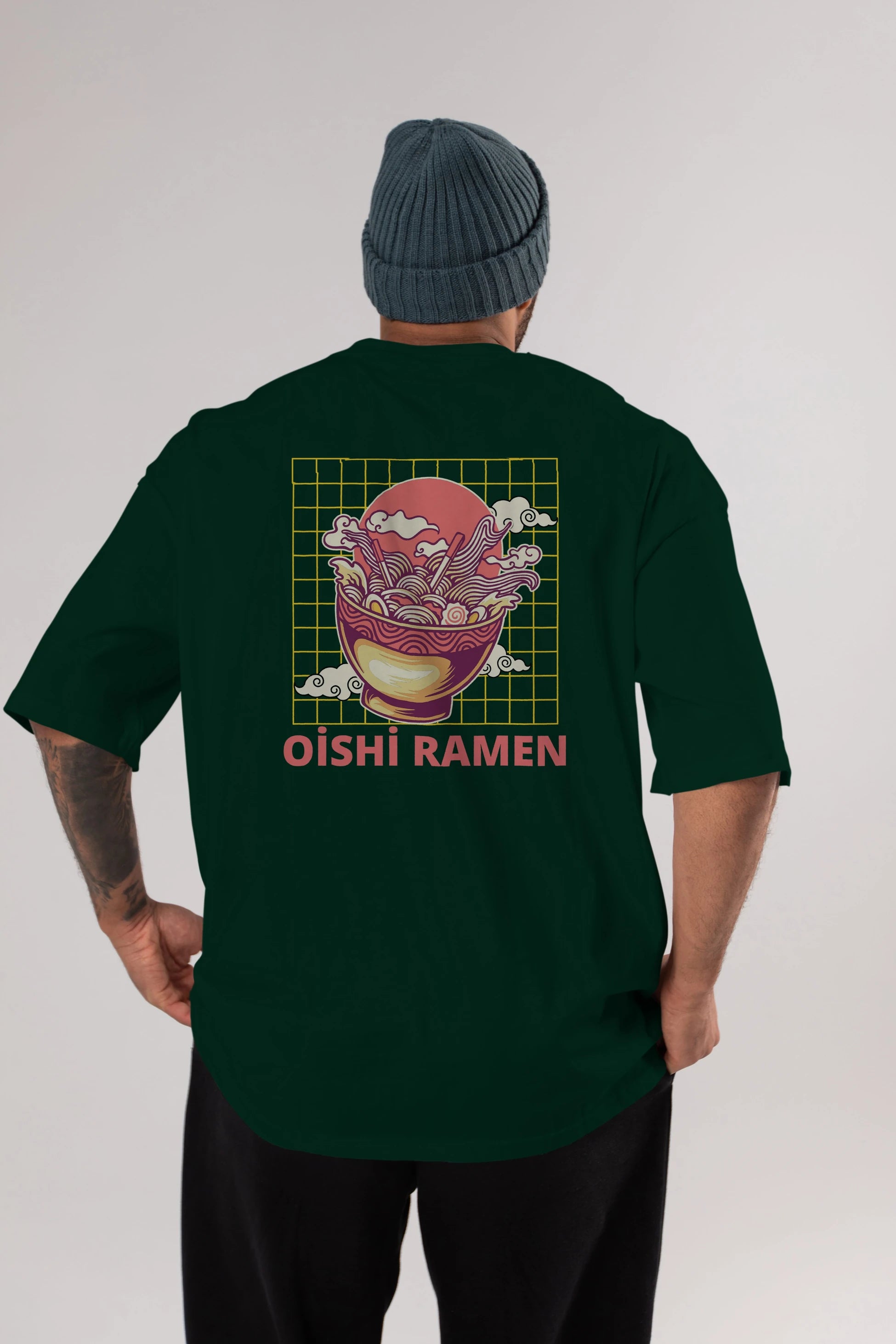 Oishi Ramen Yazılı Arka Baskılı Oversize t-shirt Erkek Kadın Unisex