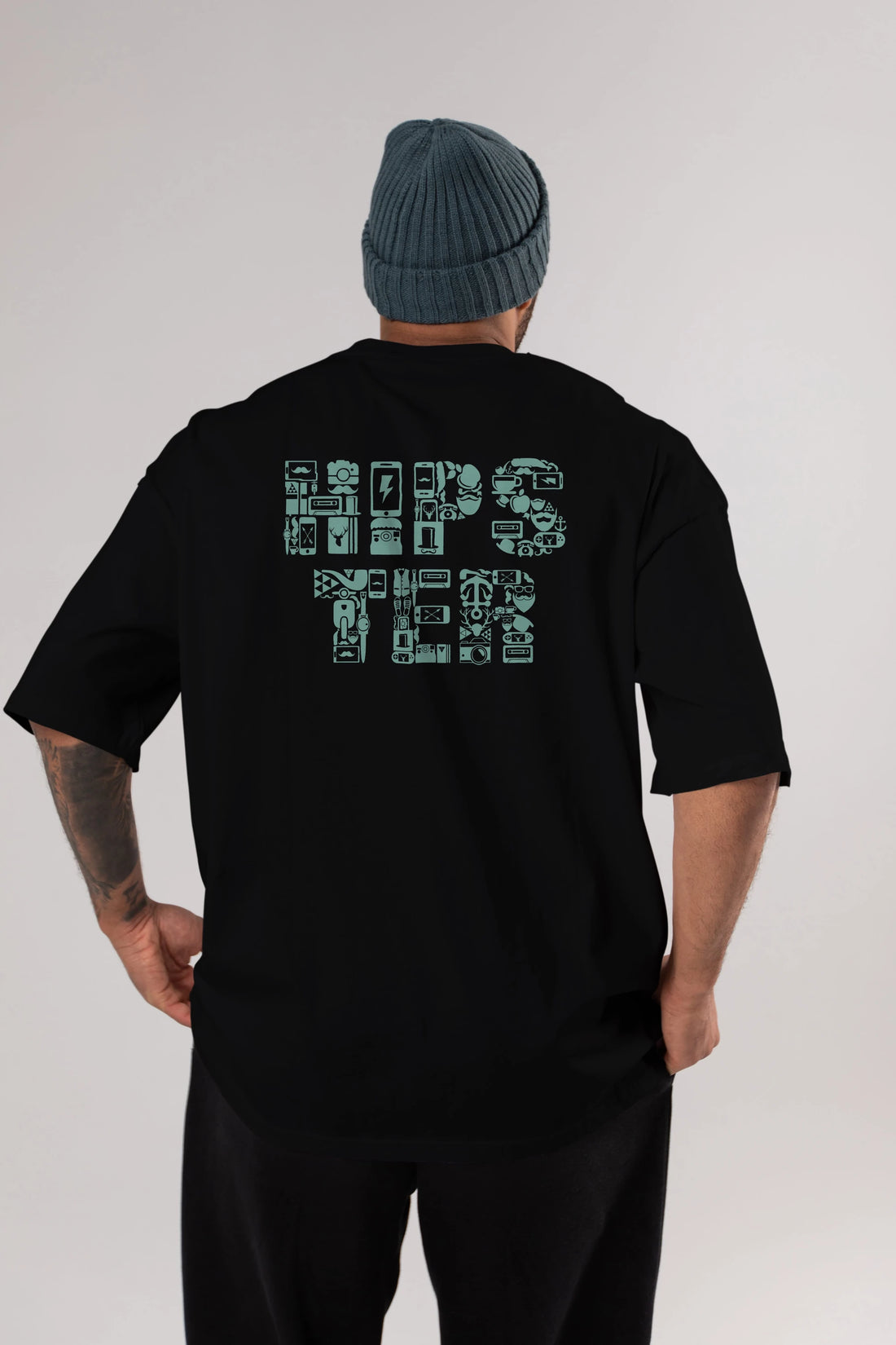 HIPSTER Arka Baskılı Oversize t-shirt %100 pamuk Erkek Kadın Unisex