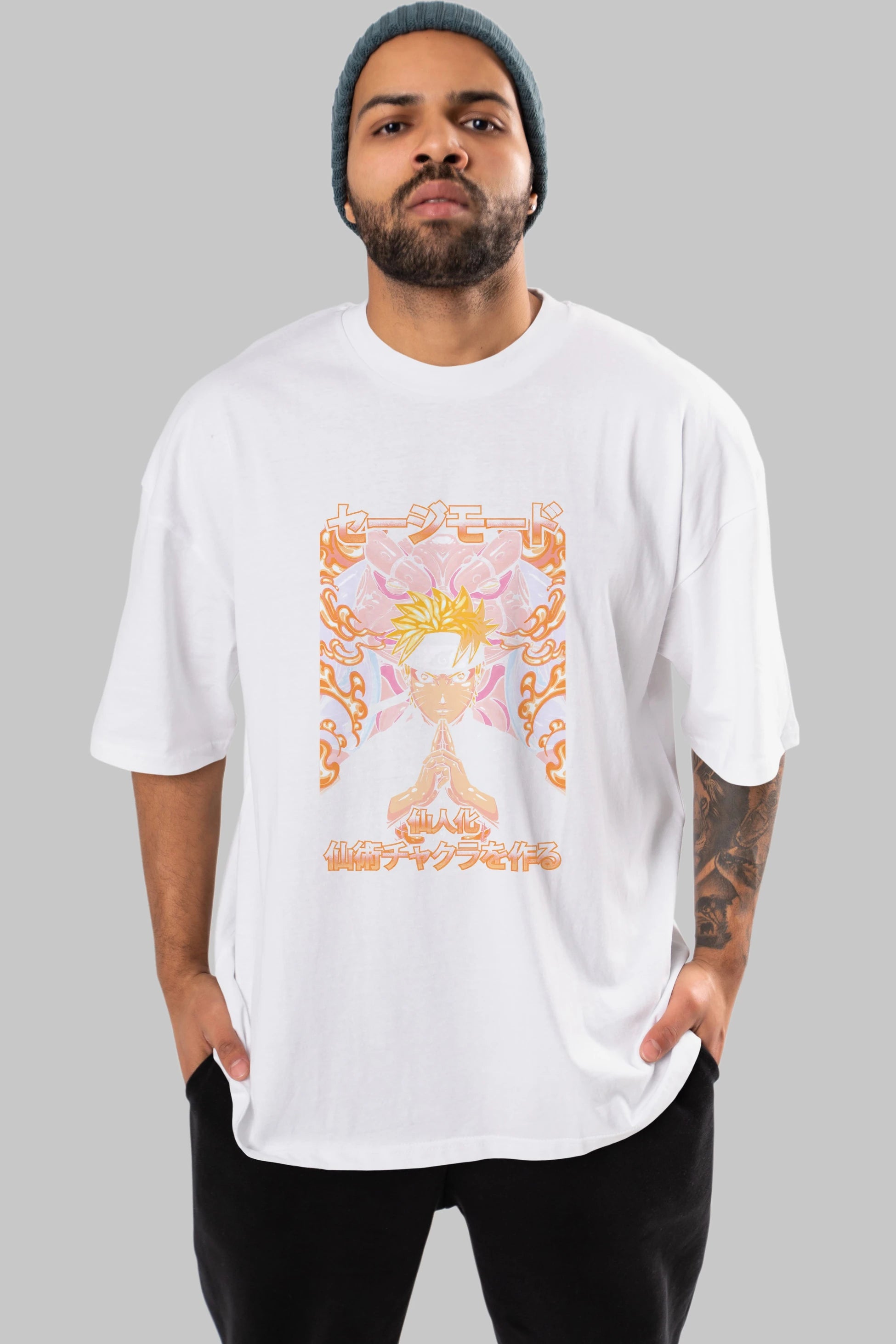 NARUTO (10) Anime Ön Baskılı Oversize t-shirt %100 pamuk Erkek Kadın Unisex