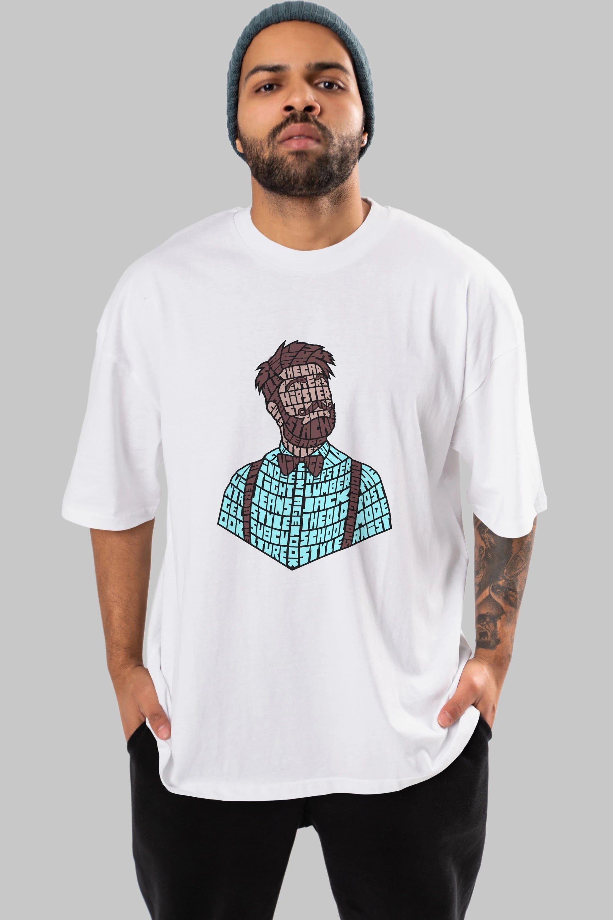 Hipster (2) Ön Baskılı Oversize t-shirt %100 pamuk Erkek Kadın Unisex
