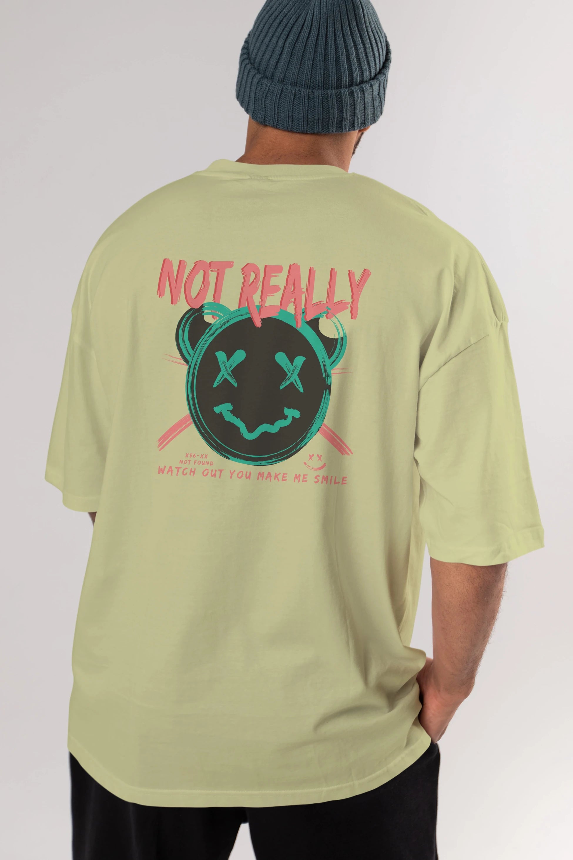 Not Really Bear Arka Baskılı Oversize t-shirt Erkek Kadın Unisex