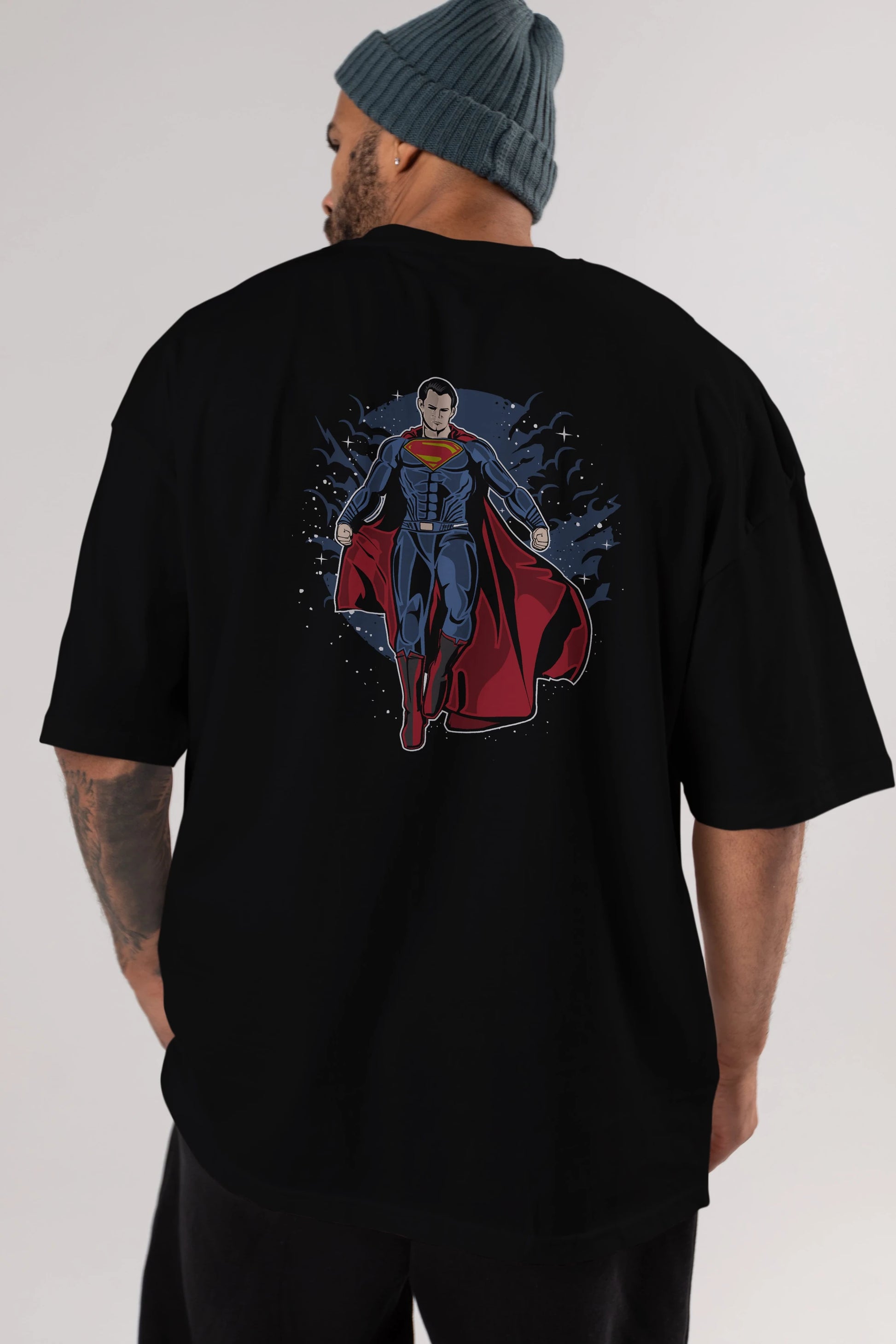 SUPERMAN Arka Baskılı Oversize t-shirt Erkek Kadın Unisex %100 Pamuk