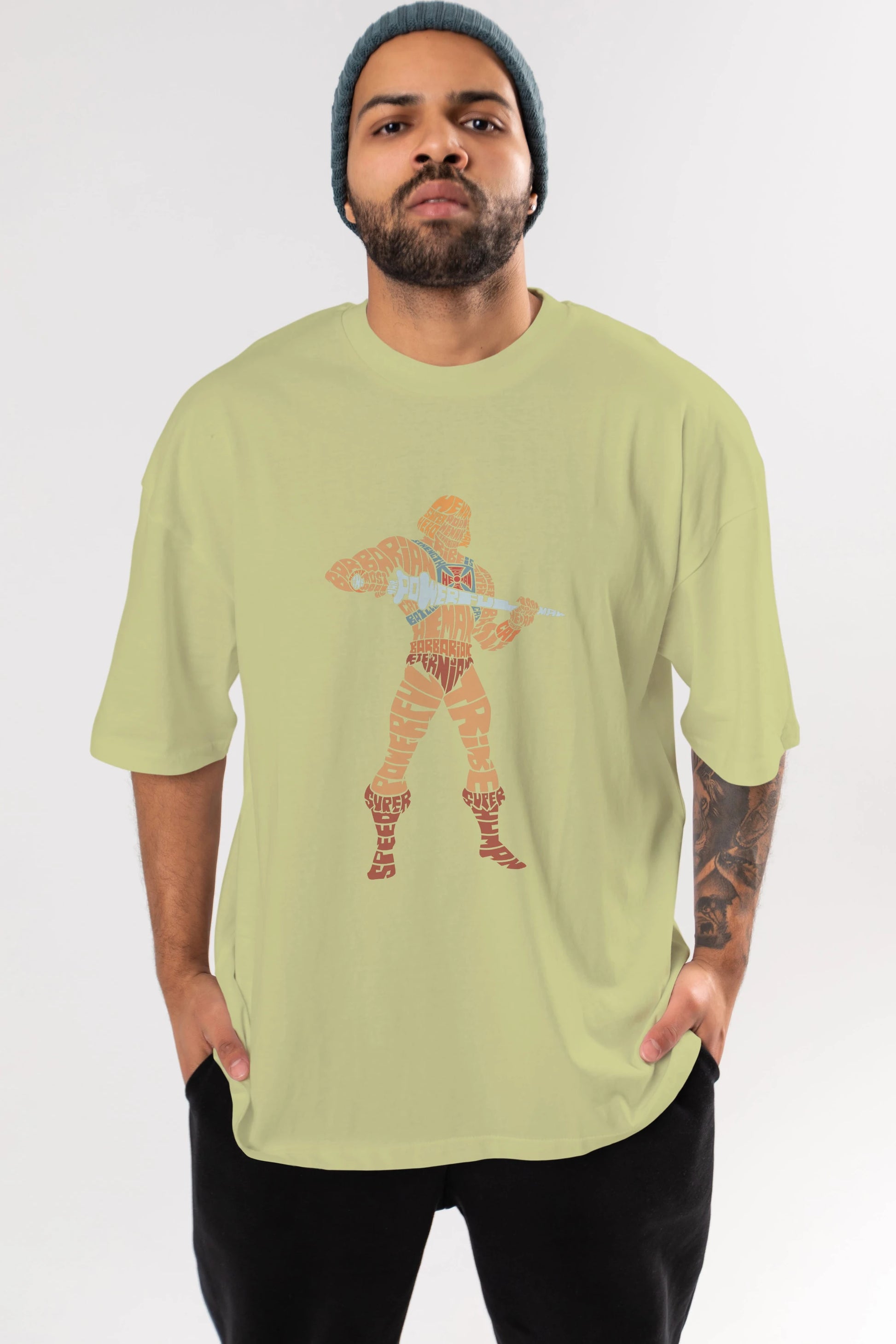 Heman Ön Baskılı Oversize t-shirt %100 pamuk Erkek Kadın Unisex