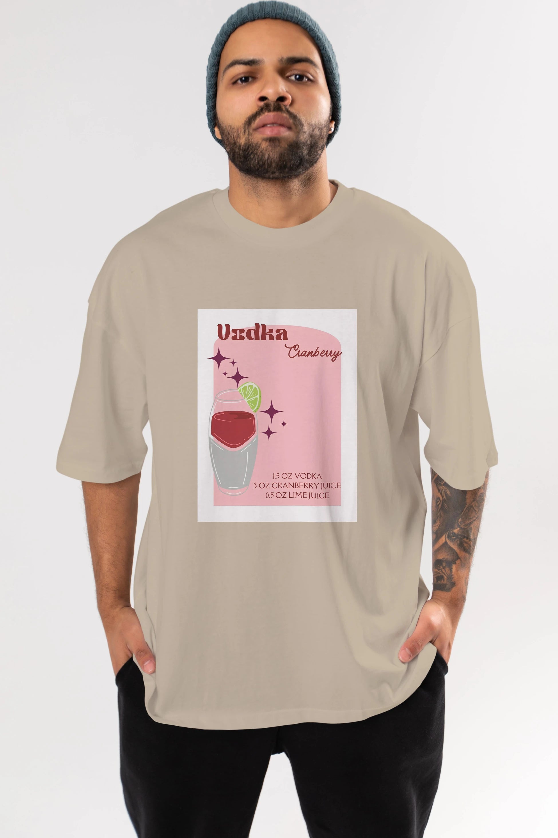 Vodka Cranberry 2 Ön Baskılı Oversize t-shirt Erkek Kadın Unisex %100 Pamuk Bisiklet Yaka tişort