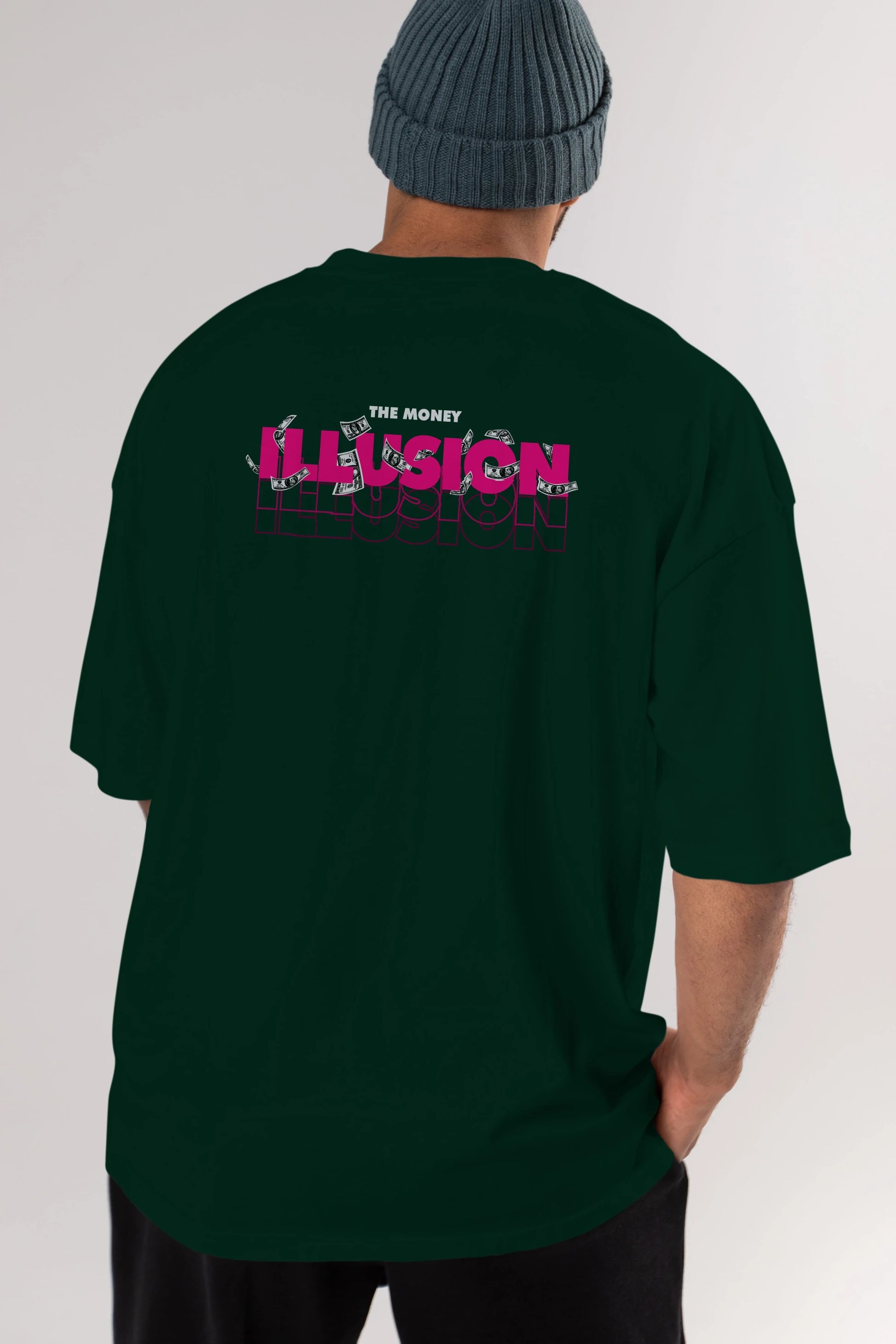 The Money Illusion Arka Baskılı Oversize t-shirt Erkek Kadın Unisex