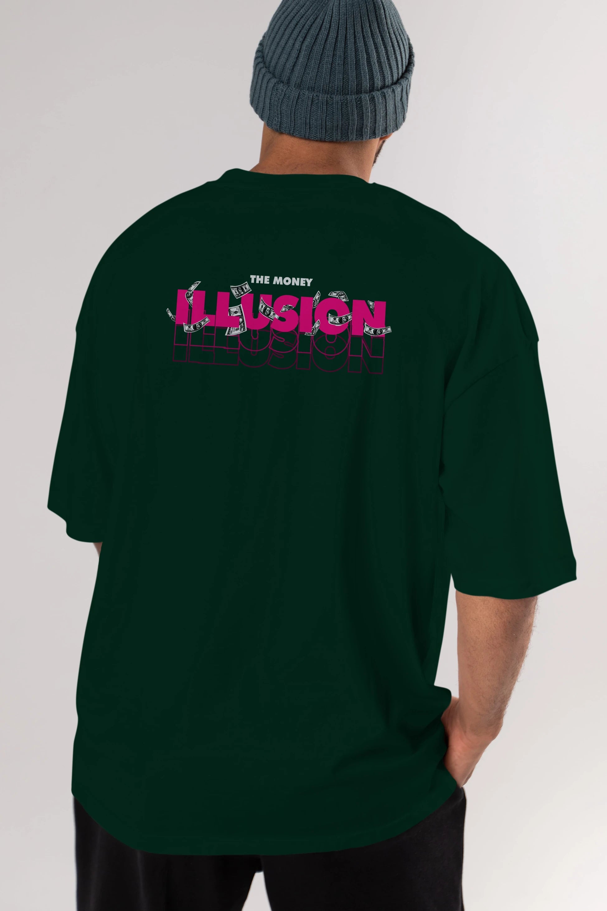 The Money Illusion Arka Baskılı Oversize t-shirt Erkek Kadın Unisex
