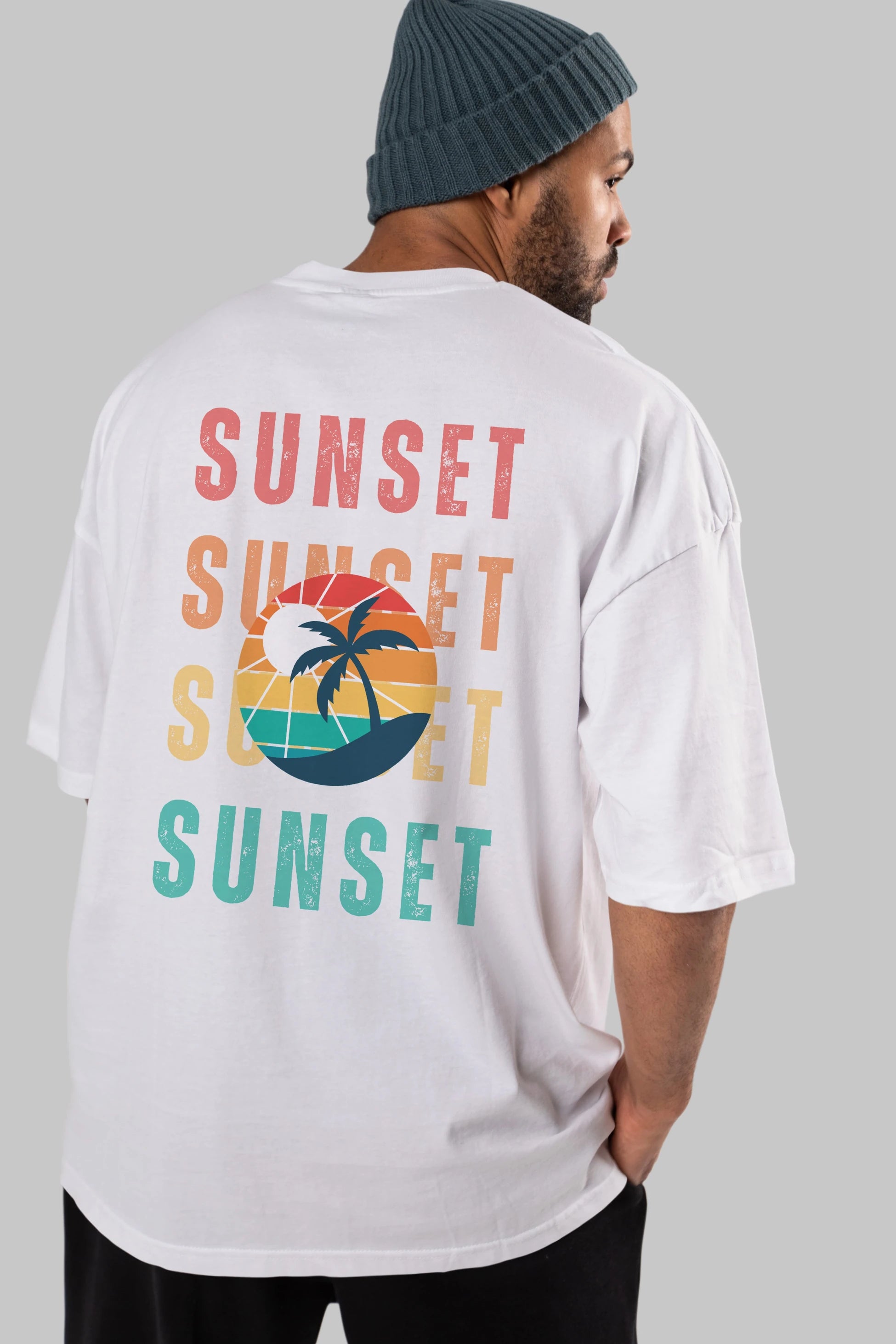 Sunset Yazılı Arka Baskılı Oversize t-shirt Erkek Kadın Unisex