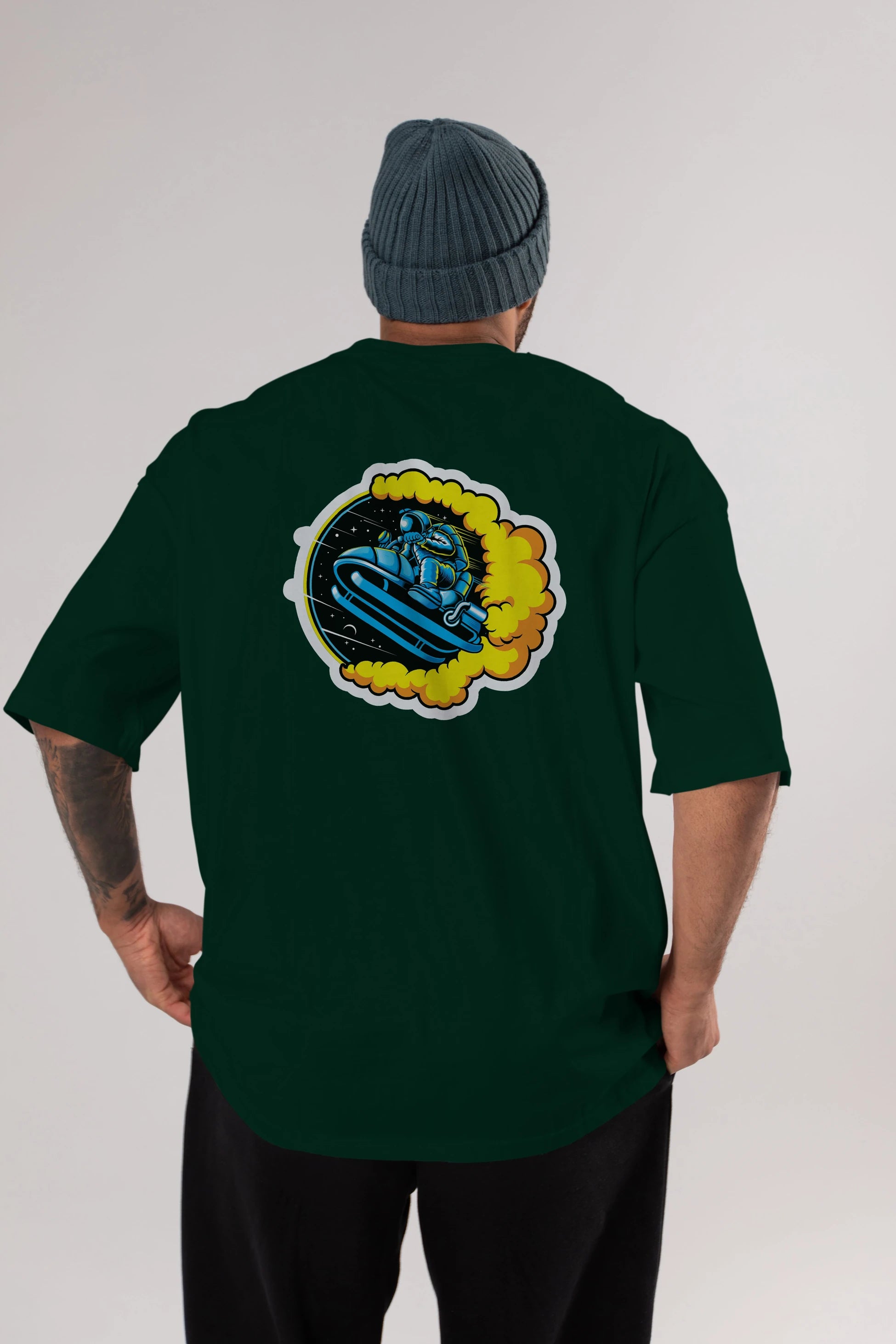 Astrojump with Snowmobile Sticker Arka Baskılı Oversize t-shirt Erkek Kadın Unisex