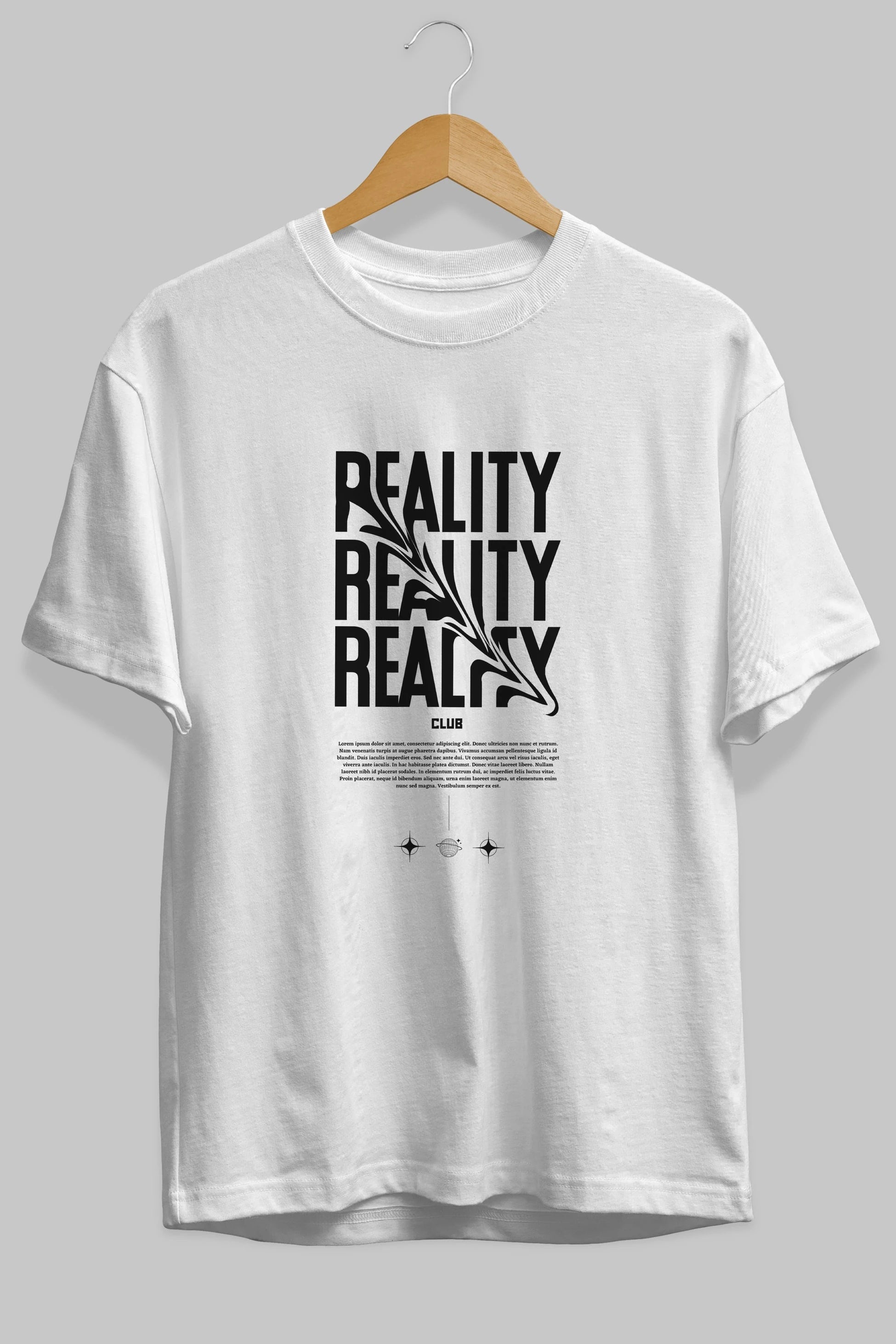 Reality Yazılı Ön Baskılı Oversize t-shirt Erkek Kadın Unisex