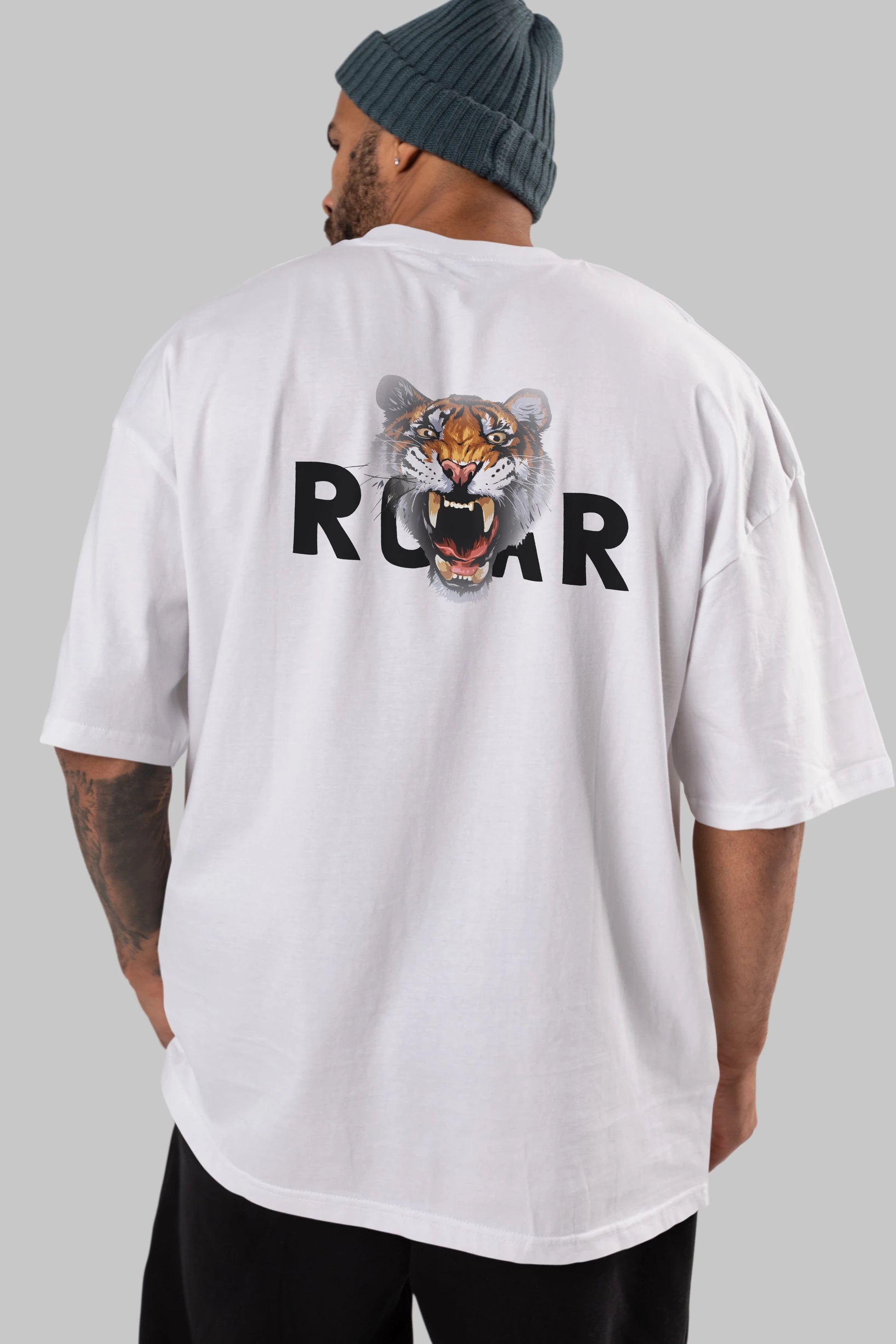 Teddy Bear Roar Arka Baskılı Oversize t-shirt Erkek Kadın Unisex %100 Pamuk