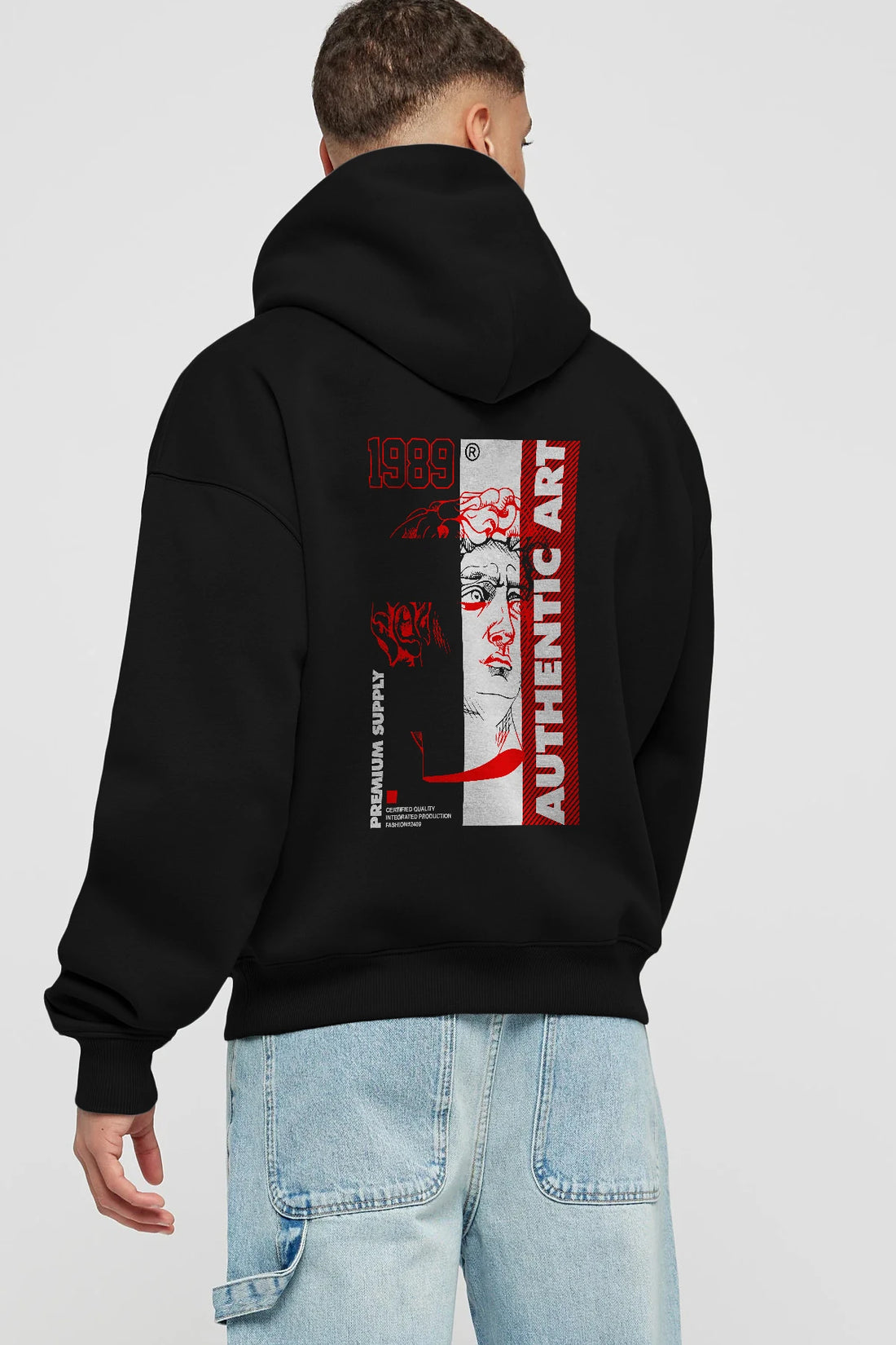 Authentic Art Arka Baskılı Hoodie Oversize Kapüşonlu Sweatshirt Erkek Kadın Unisex