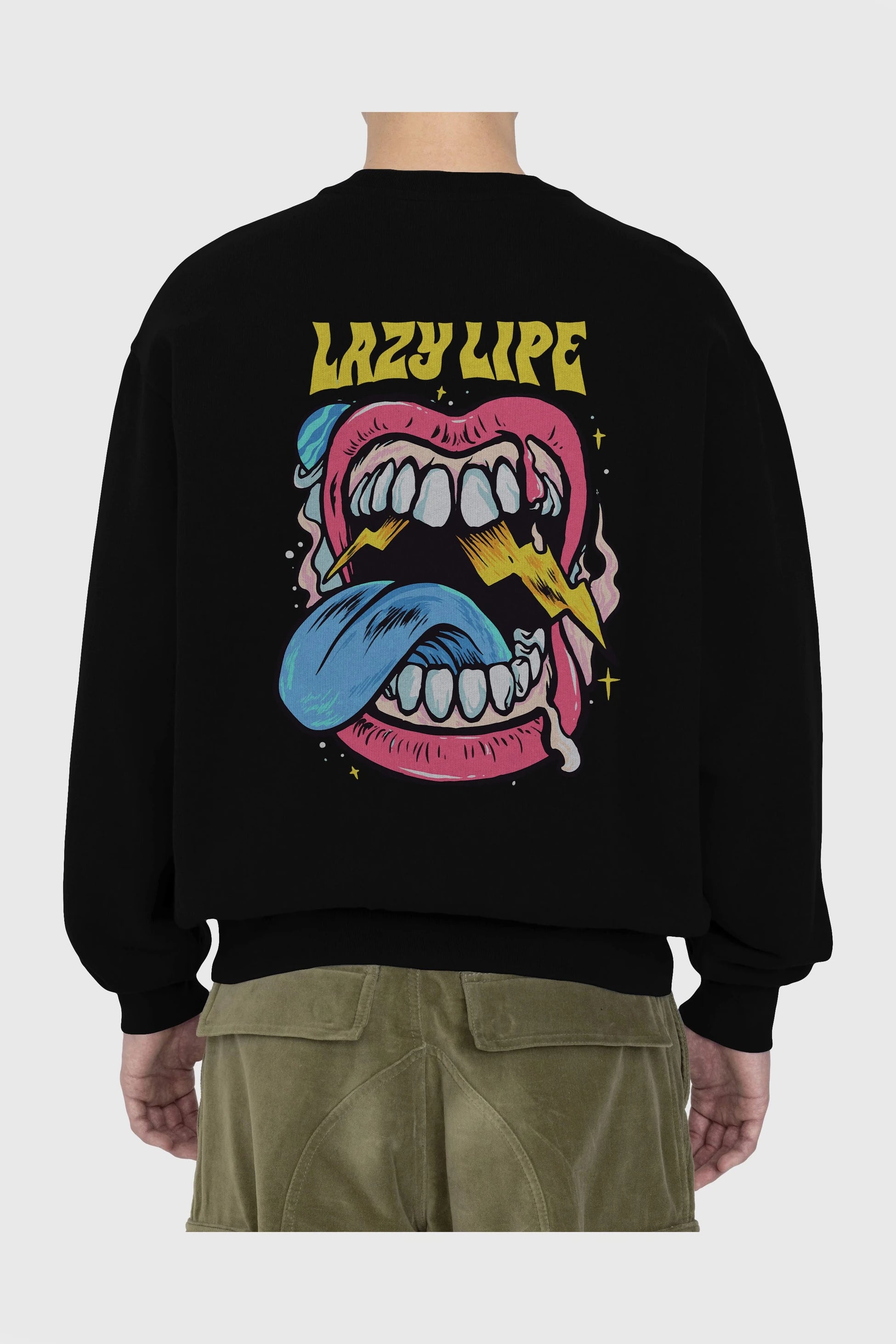 Lazy Lipe Arka Baskılı Oversize Sweatshirt Erkek Kadın Unisex