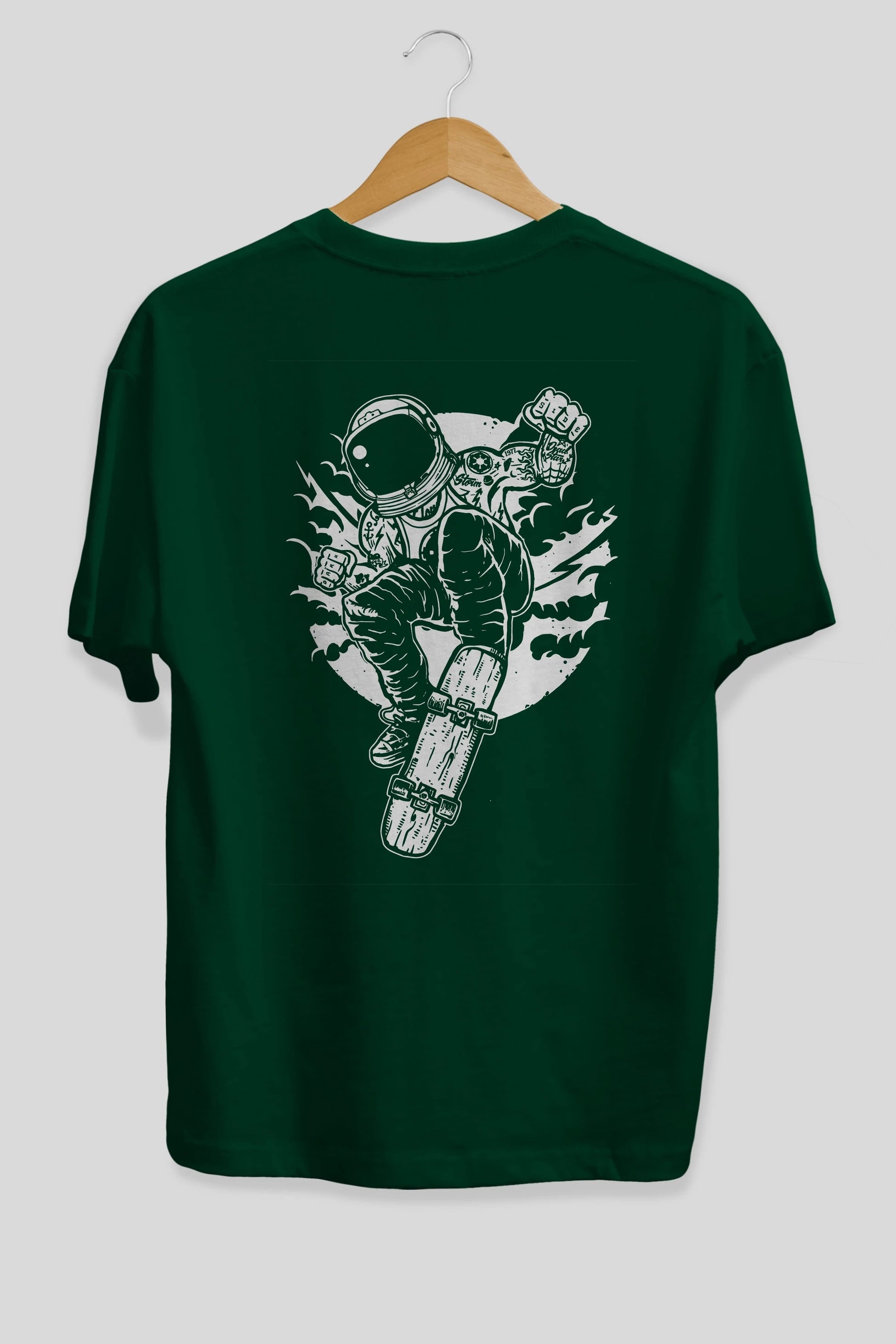 Space Skater Arka Baskılı Oversize t-shirt Erkek Kadın Unisex %100 Pamuk