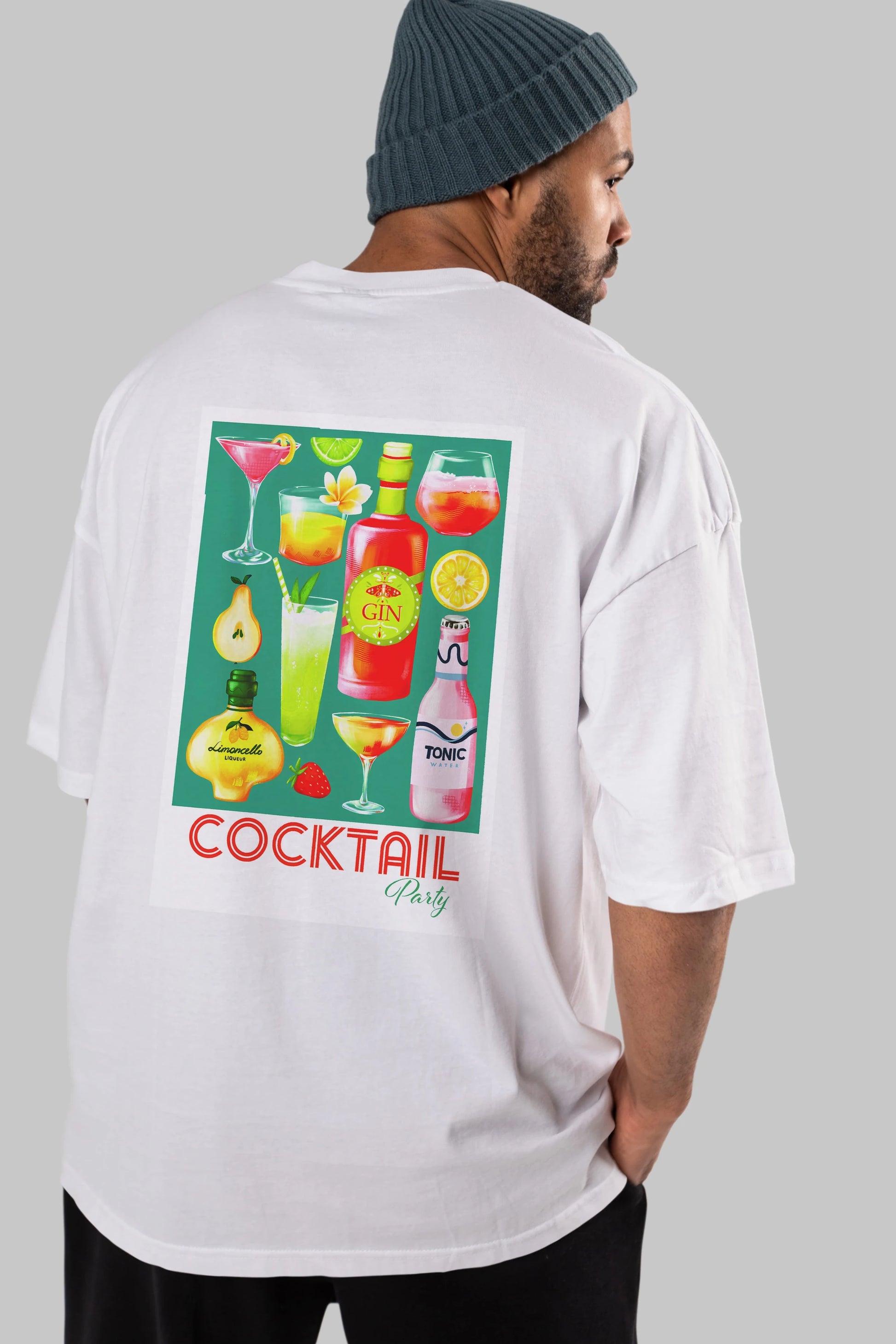 Cocktail Party 2 Arka Baskılı Oversize t-shirt Erkek Kadın Unisex %100 Pamuk Bisiklet Yaka tişort
