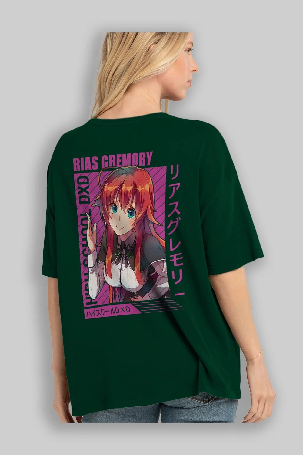 Rias Gremory 10 Anime Arka Baskılı Oversize t-shirt Erkek Kadın Unisex
