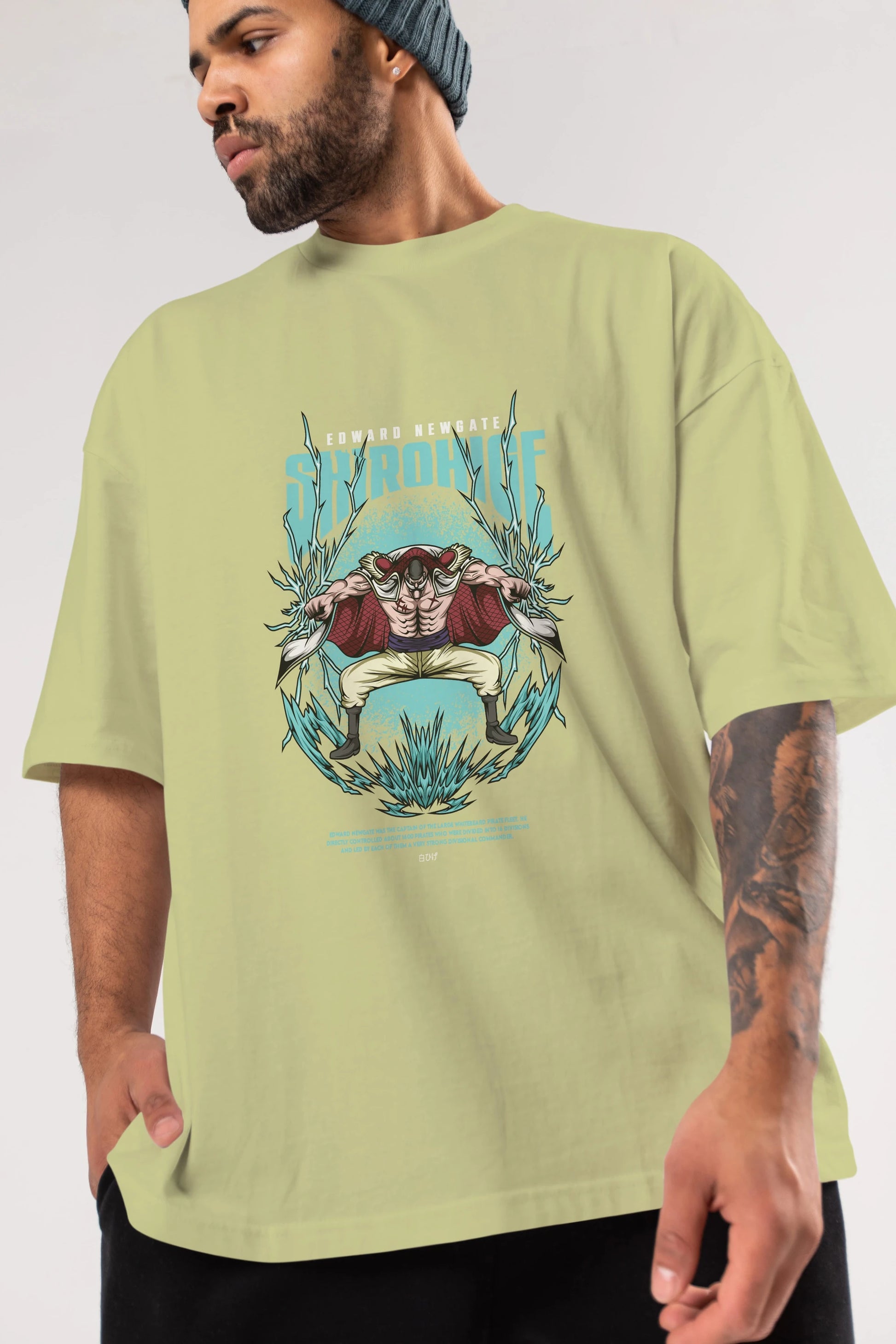 Shirohige Anime Ön Baskılı Oversize t-shirt %100 pamuk Erkek Kadın Unisex