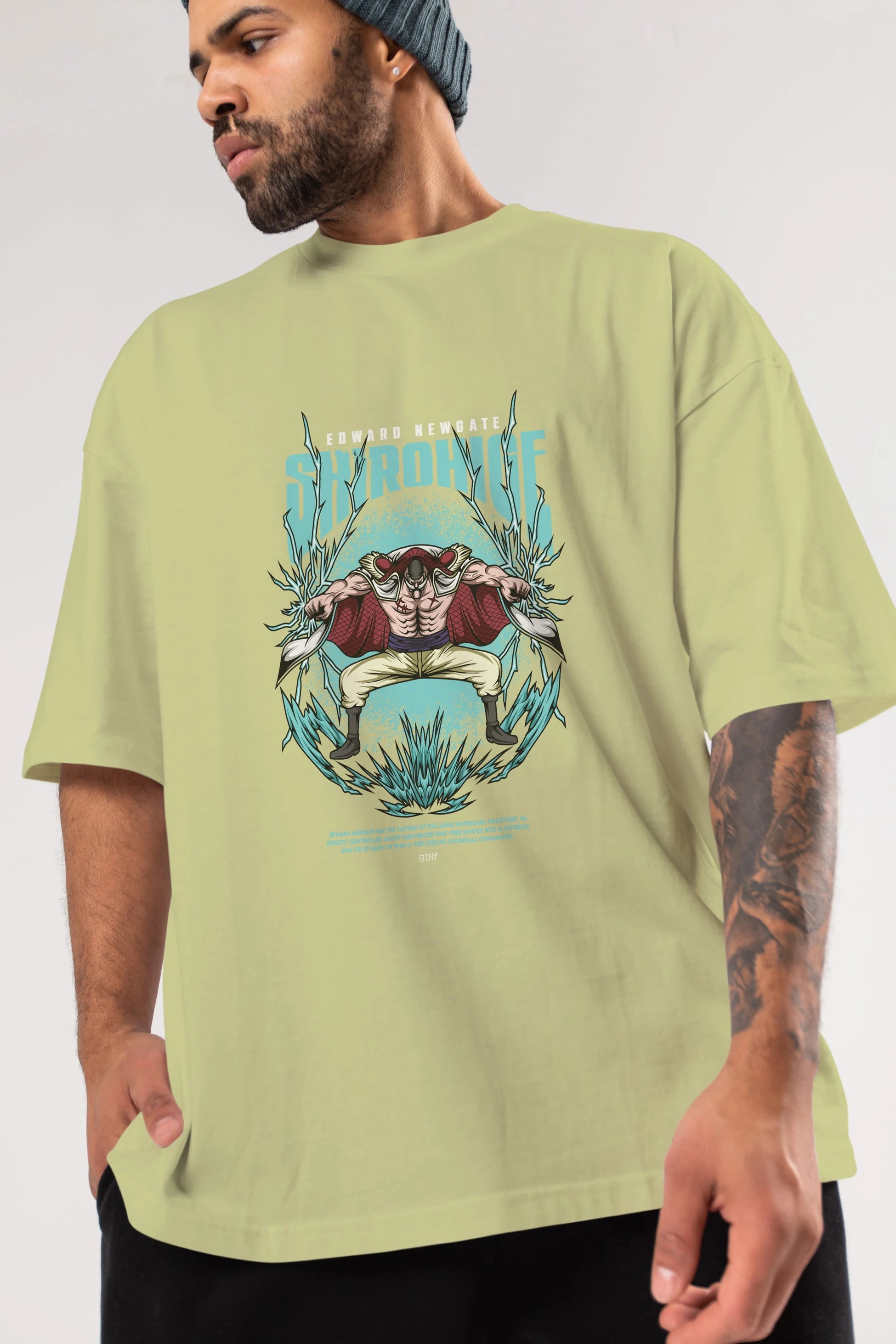 Shirohige Anime Ön Baskılı Oversize t-shirt %100 pamuk Erkek Kadın Unisex