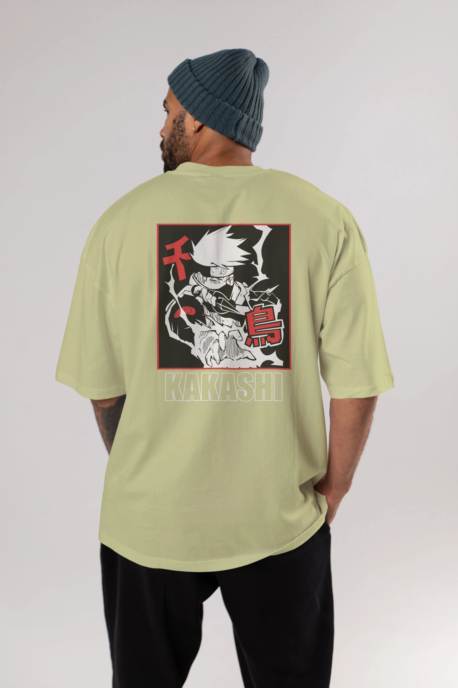 KAKASHI HATAKE NARUTO Anime Arka Baskılı Oversize t-shirt Erkek Kadın Unisex