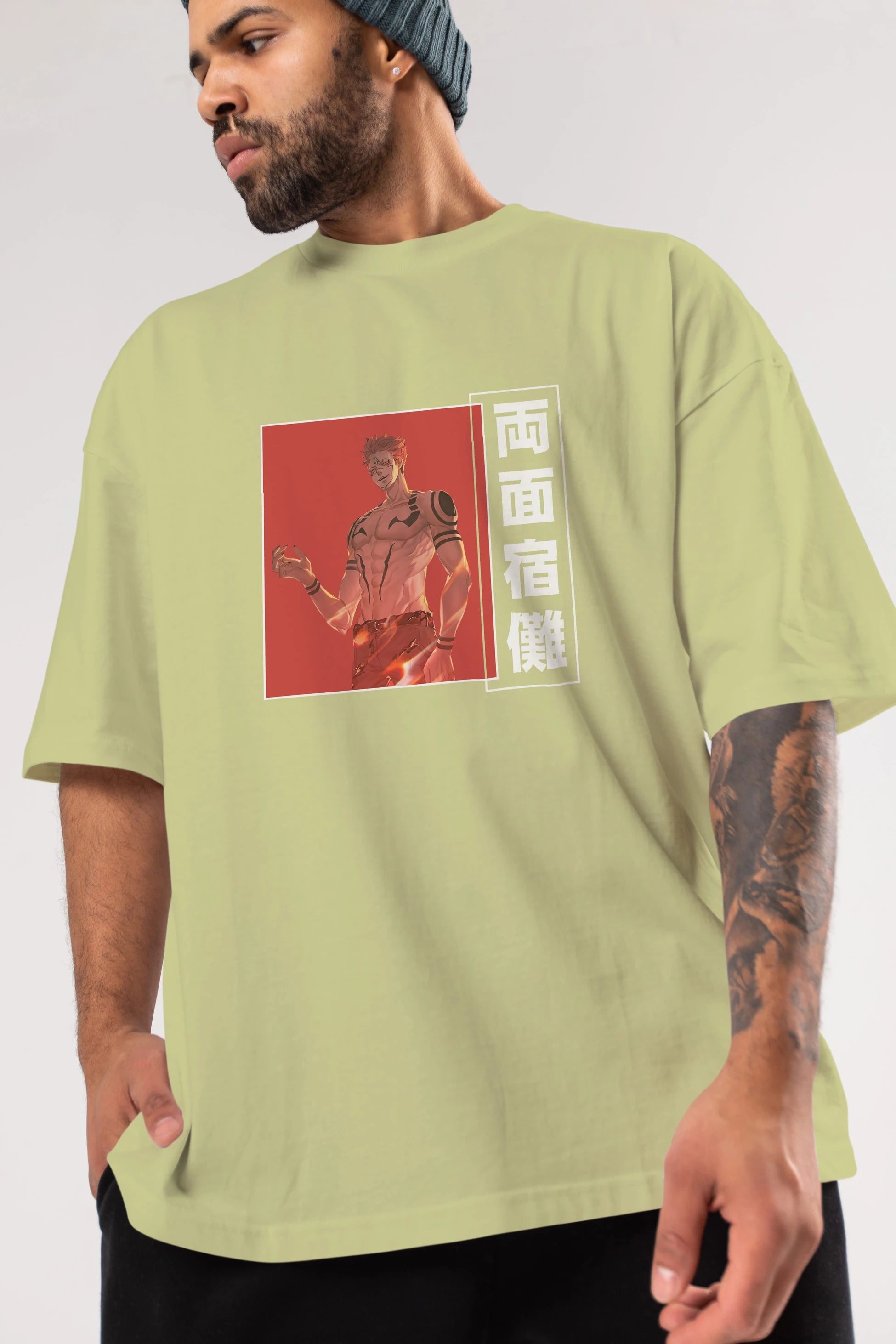 Sukuna Ryoumen 3 Anime Ön Baskılı Oversize t-shirt %100 pamuk Erkek Kadın Unisex
