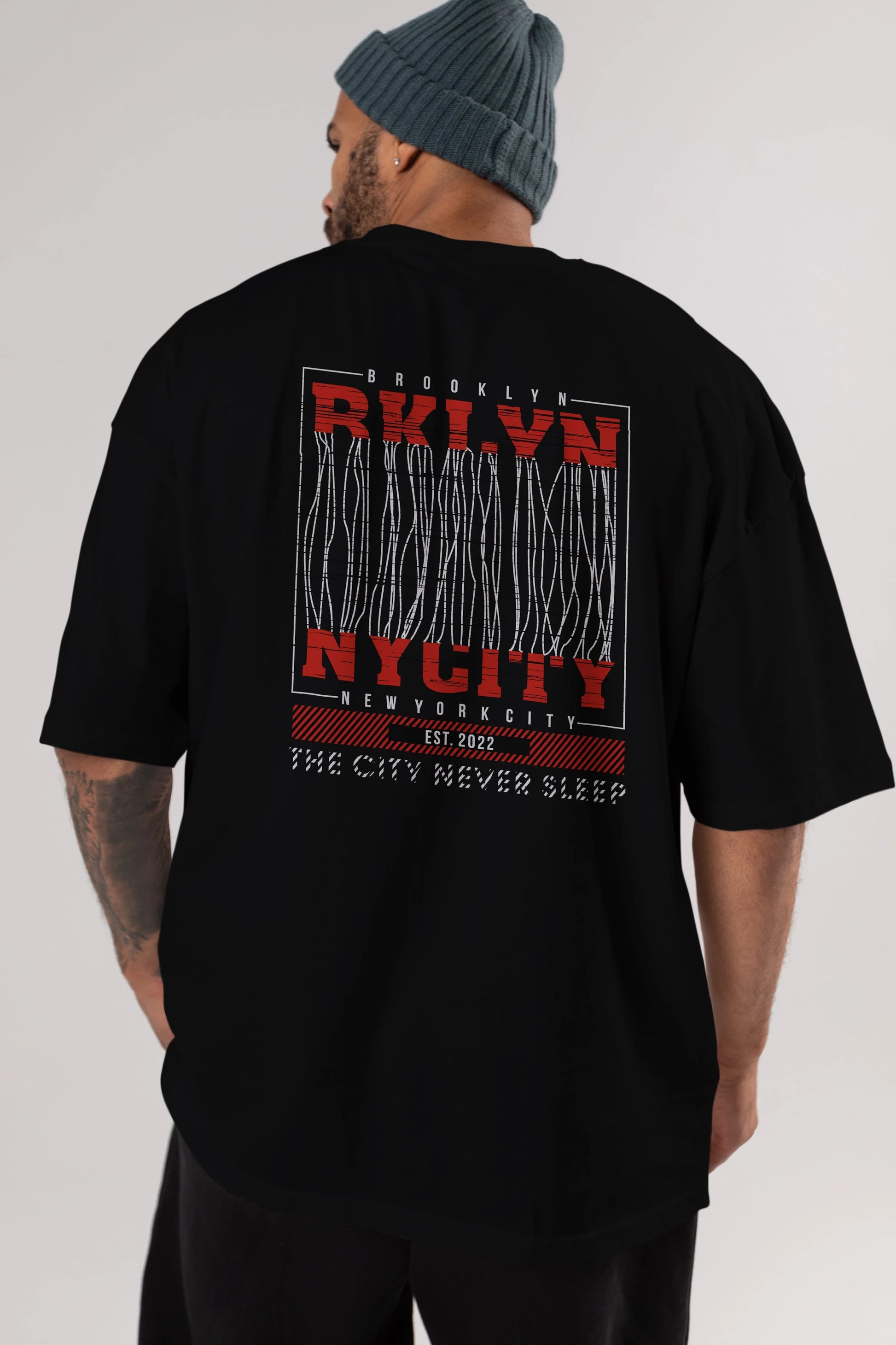 Brooklyn New York City Arka Baskılı Oversize t-shirt Erkek Kadın Unisex