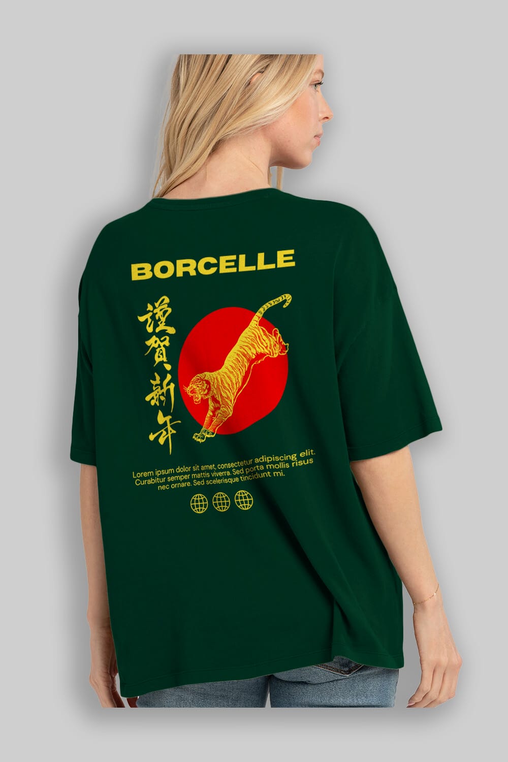 Borcelle Tiger Streetwear Arka Baskılı Oversize t-shirt Erkek Kadın Unisex