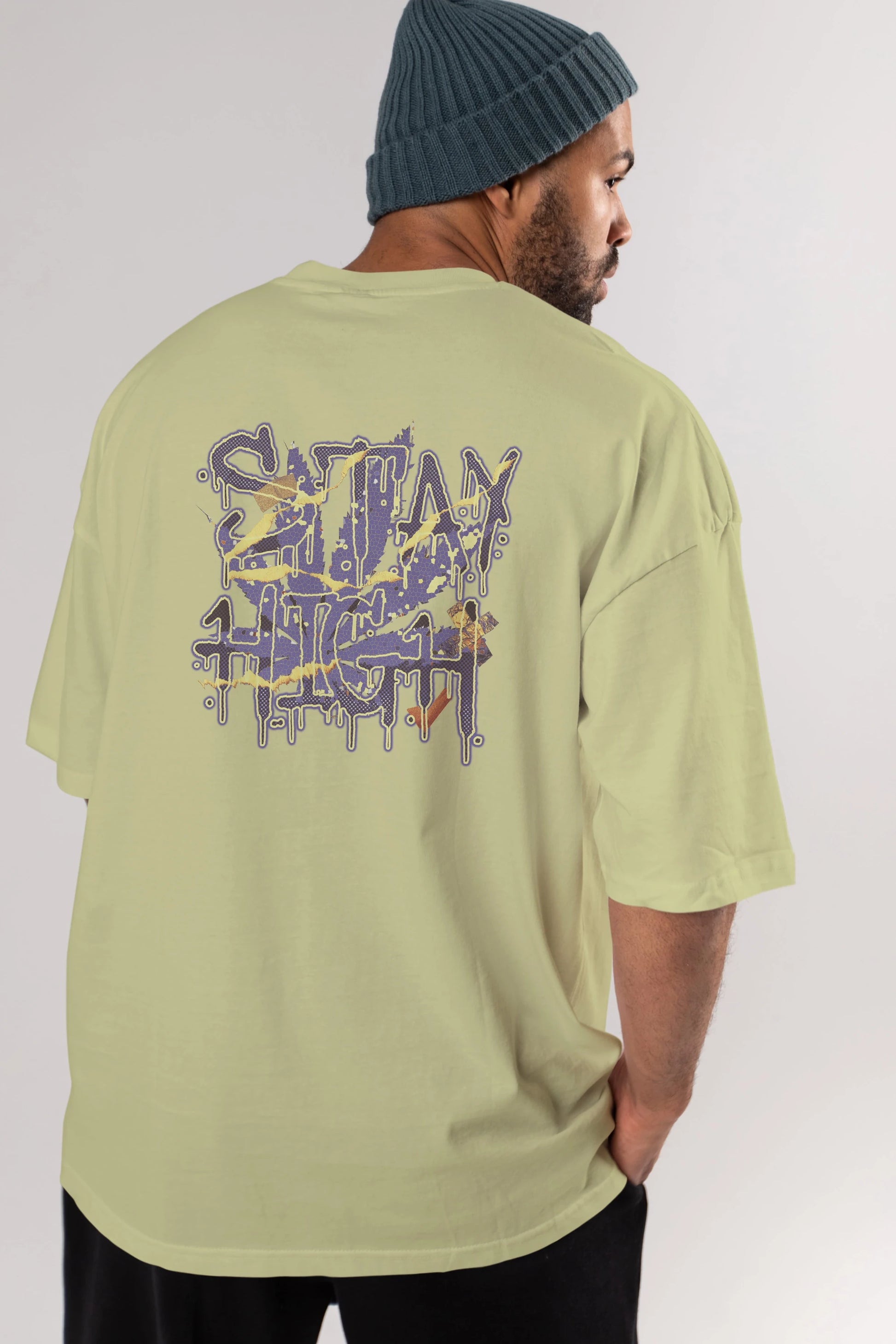 Stay High Arka Baskılı Oversize t-shirt Erkek Kadın Unisex
