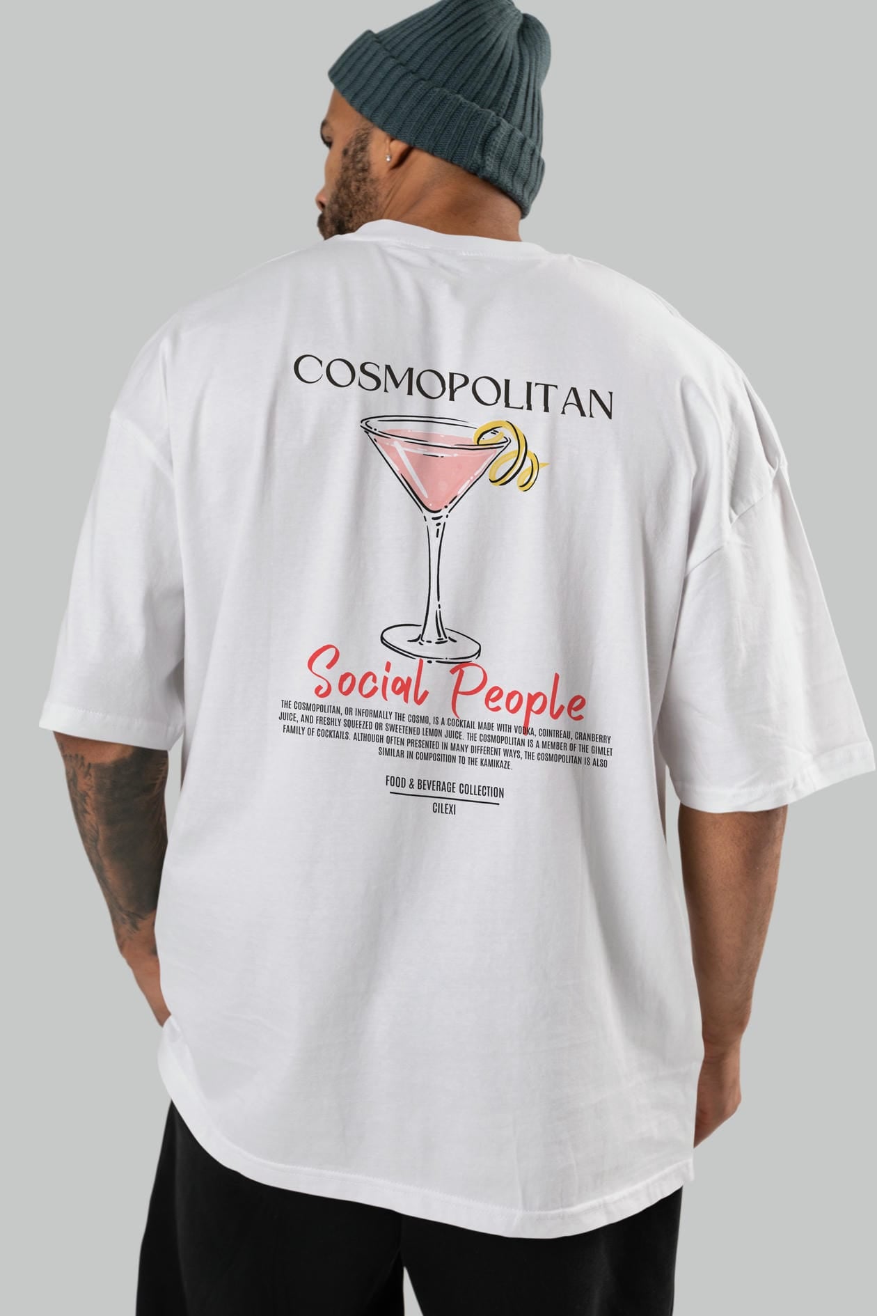 Cosmopolıtan Kokteyl Serisi Baskılı Oversize t-shirt Erkek Kadın Unisex %100 Pamuk Bisiklet Yaka tişort