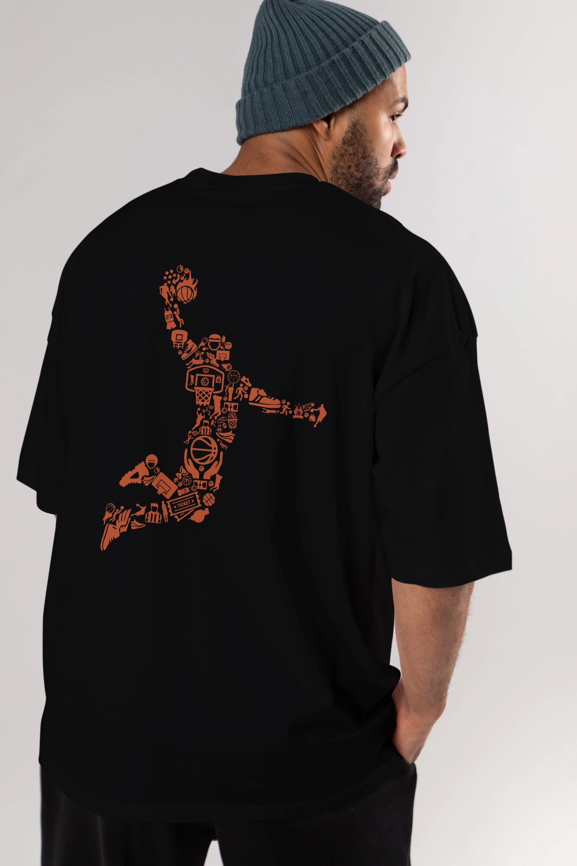 Basketball Player Arka Baskılı Oversize t-shirt %100 pamuk Erkek Kadın Unisex