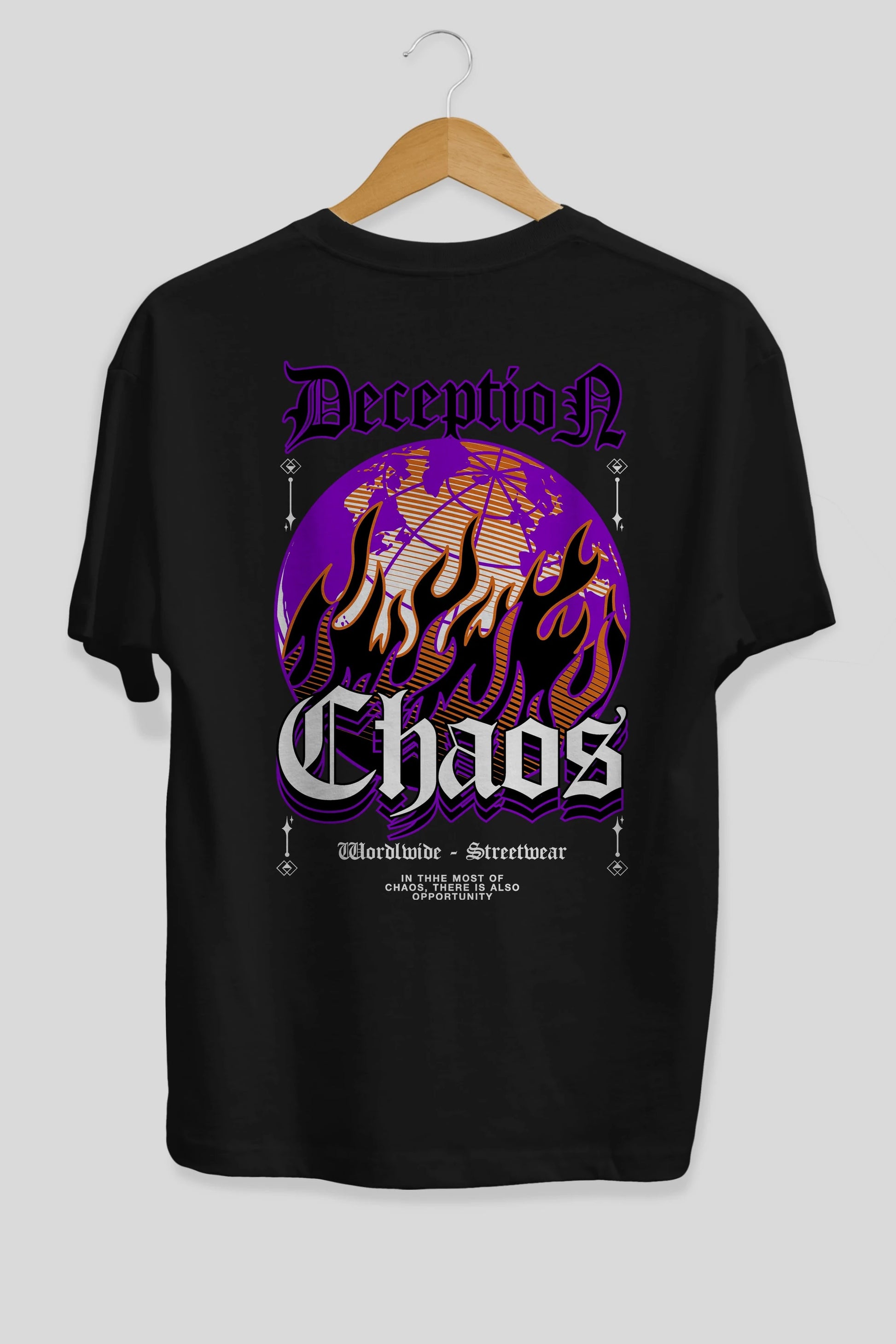 Deception Chaos Arka Baskılı Oversize t-shirt Erkek Kadın Unisex