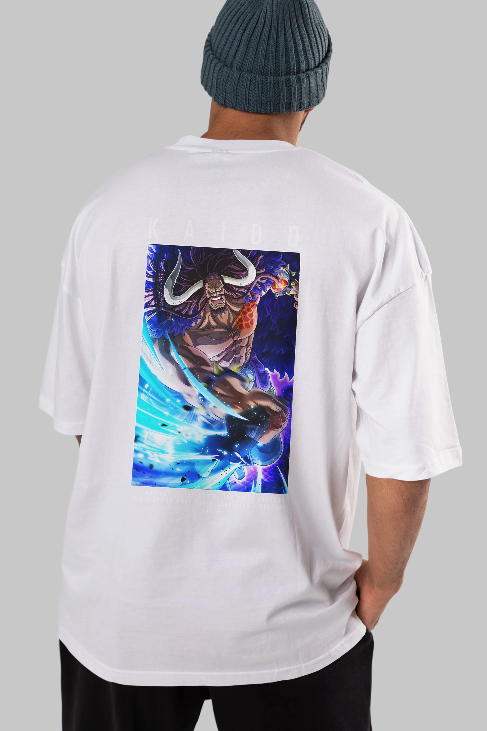 Kaido 2 Anime Arka Baskılı Oversize t-shirt Erkek Kadın Unisex %100 pamuk tişort