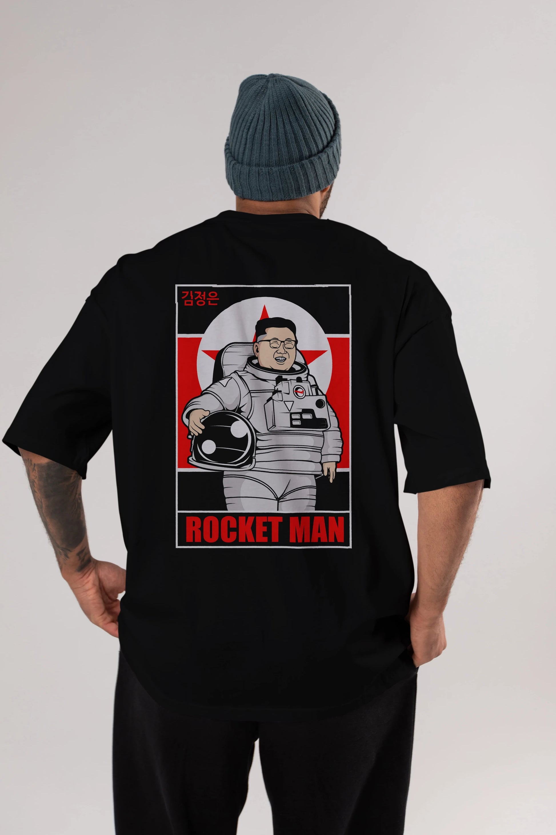 Astronot Kim Arka Baskılı Oversize t-shirt Erkek Kadın Unisex %100 Pamuk tişort