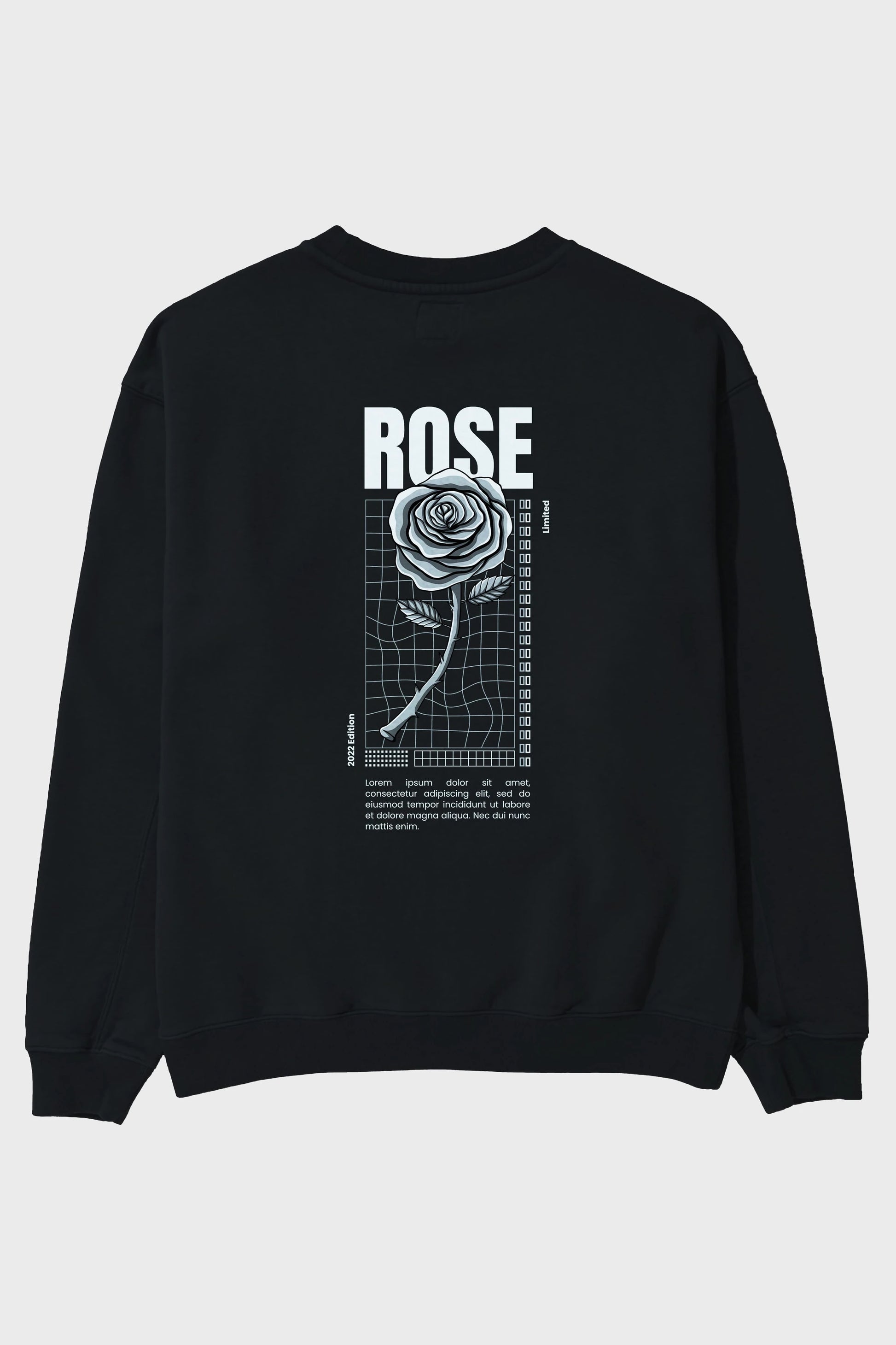 Rose Streetwear Arka Baskılı Oversize Sweatshirt Erkek Kadın Unisex