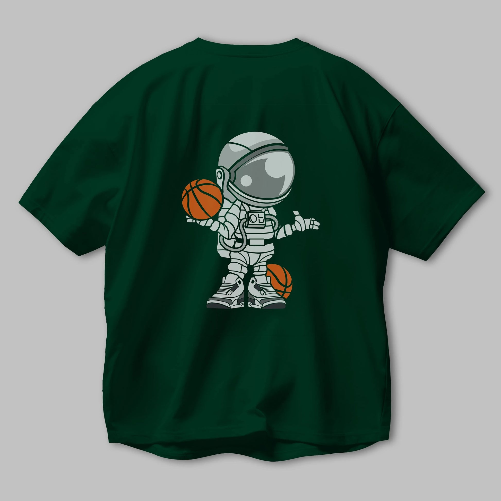 Astronaut Basketball Player Arka Baskılı Oversize t-shirt Erkek Kadın Unisex %100 Pamuk tişort