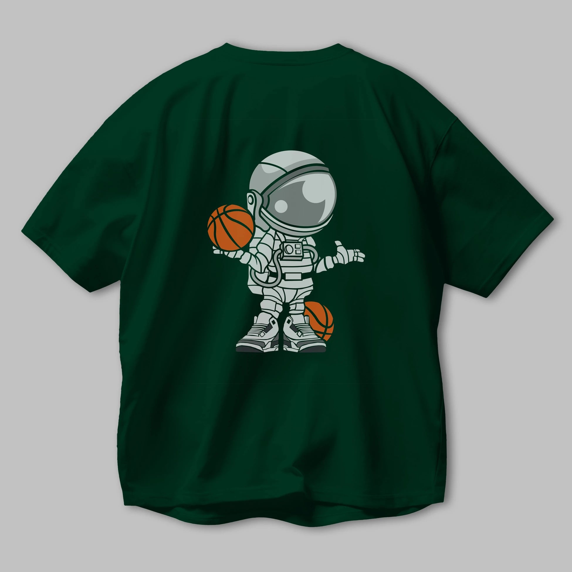 Astronaut Basketball Player Arka Baskılı Oversize t-shirt Erkek Kadın Unisex %100 Pamuk tişort