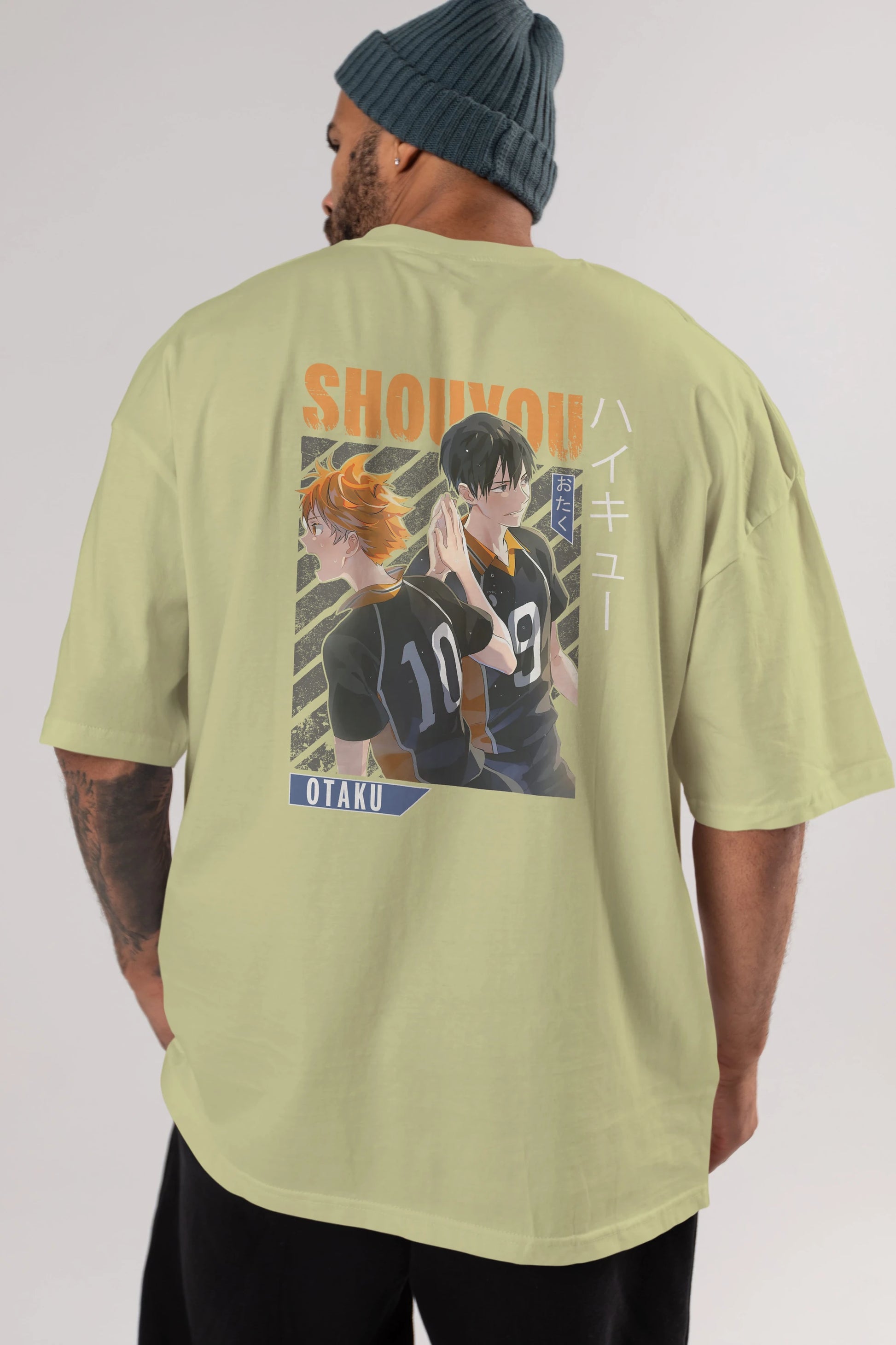 Shouyou Hinata 12 Anime Arka Baskılı Oversize t-shirt Erkek Kadın Unisex