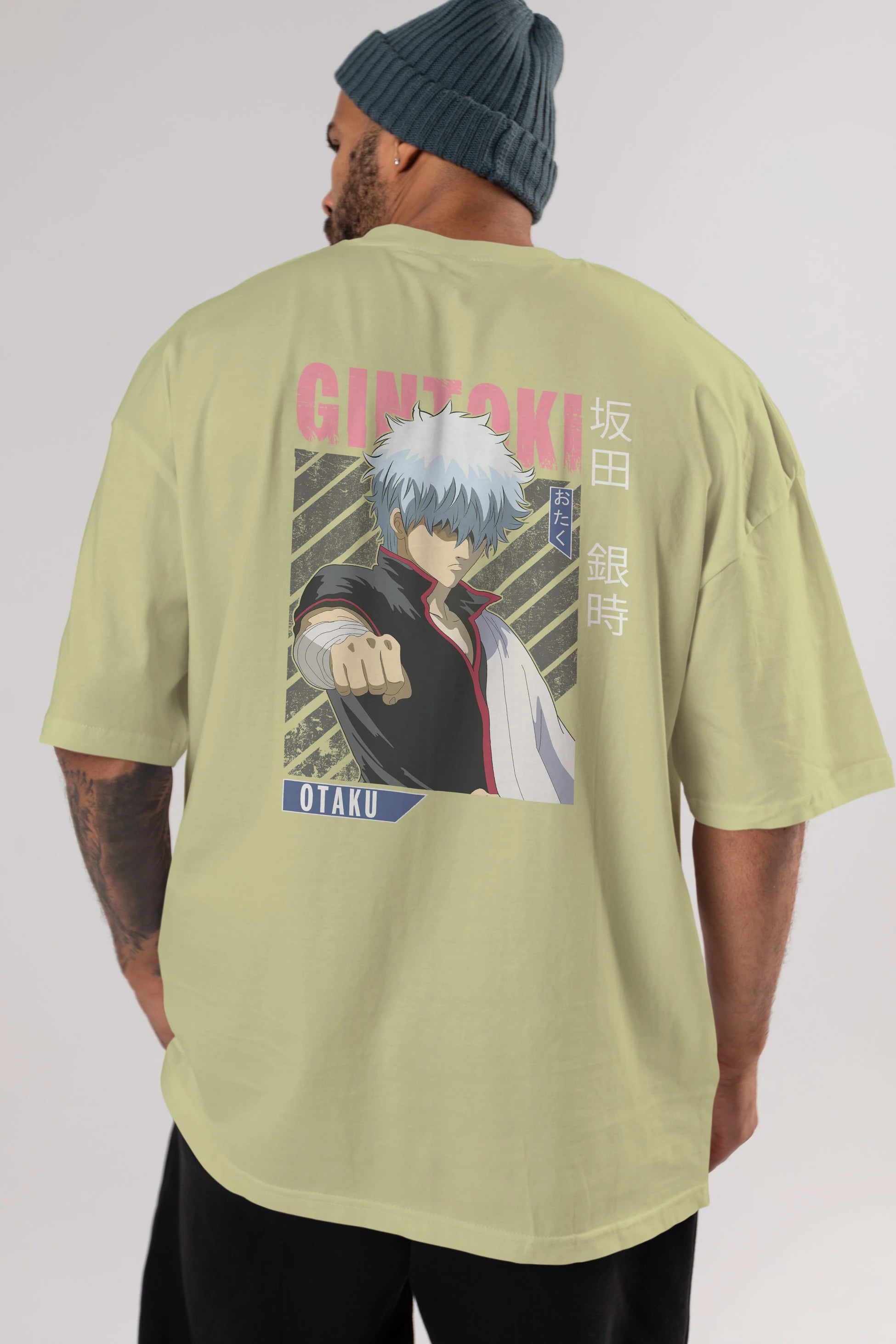 Gintoki Sakata GINTAMA 2 Anime Arka Baskılı Oversize t-shirt Erkek Kadın Unisex