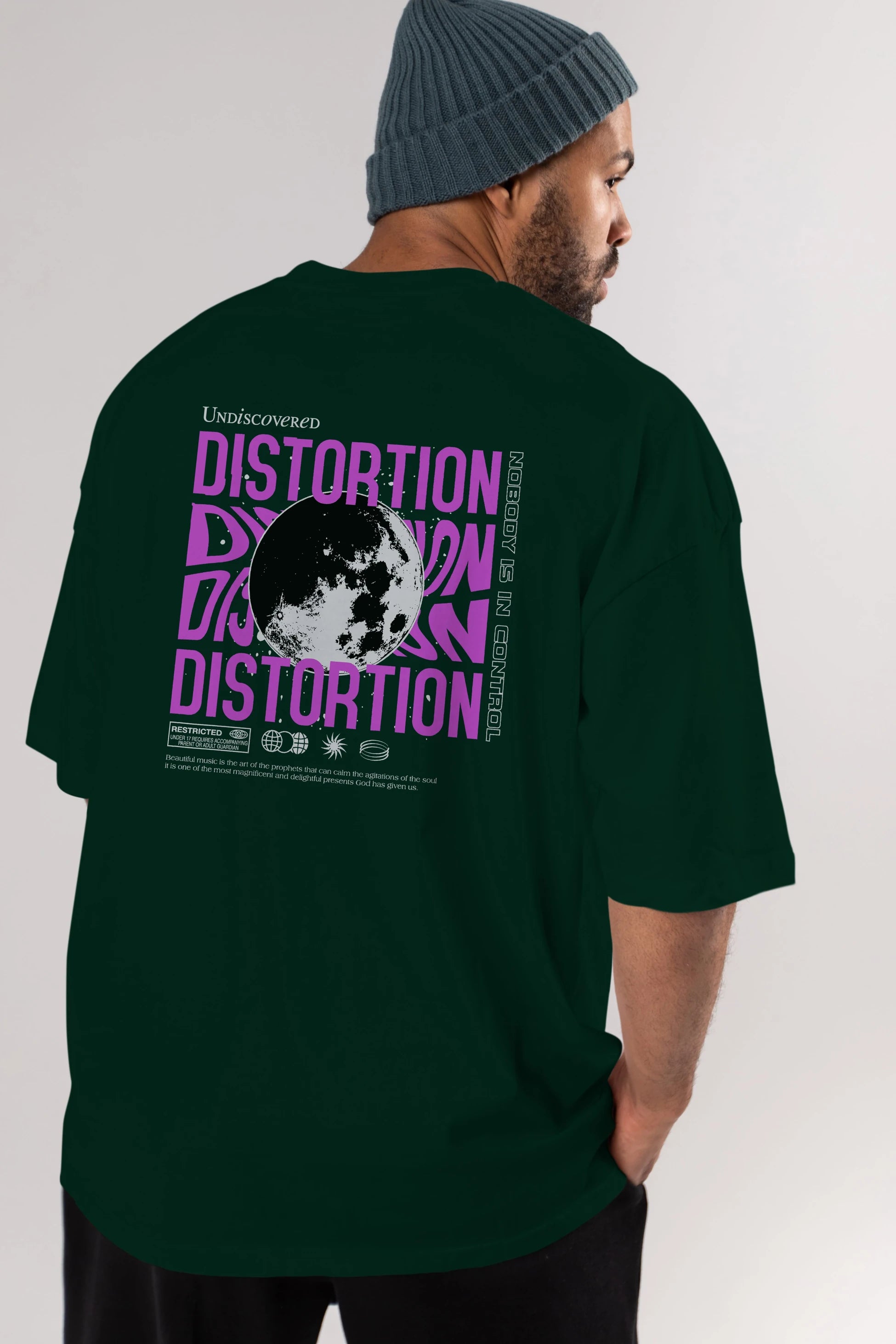 Distortion Arka Baskılı Oversize t-shirt Erkek Kadın Unisex