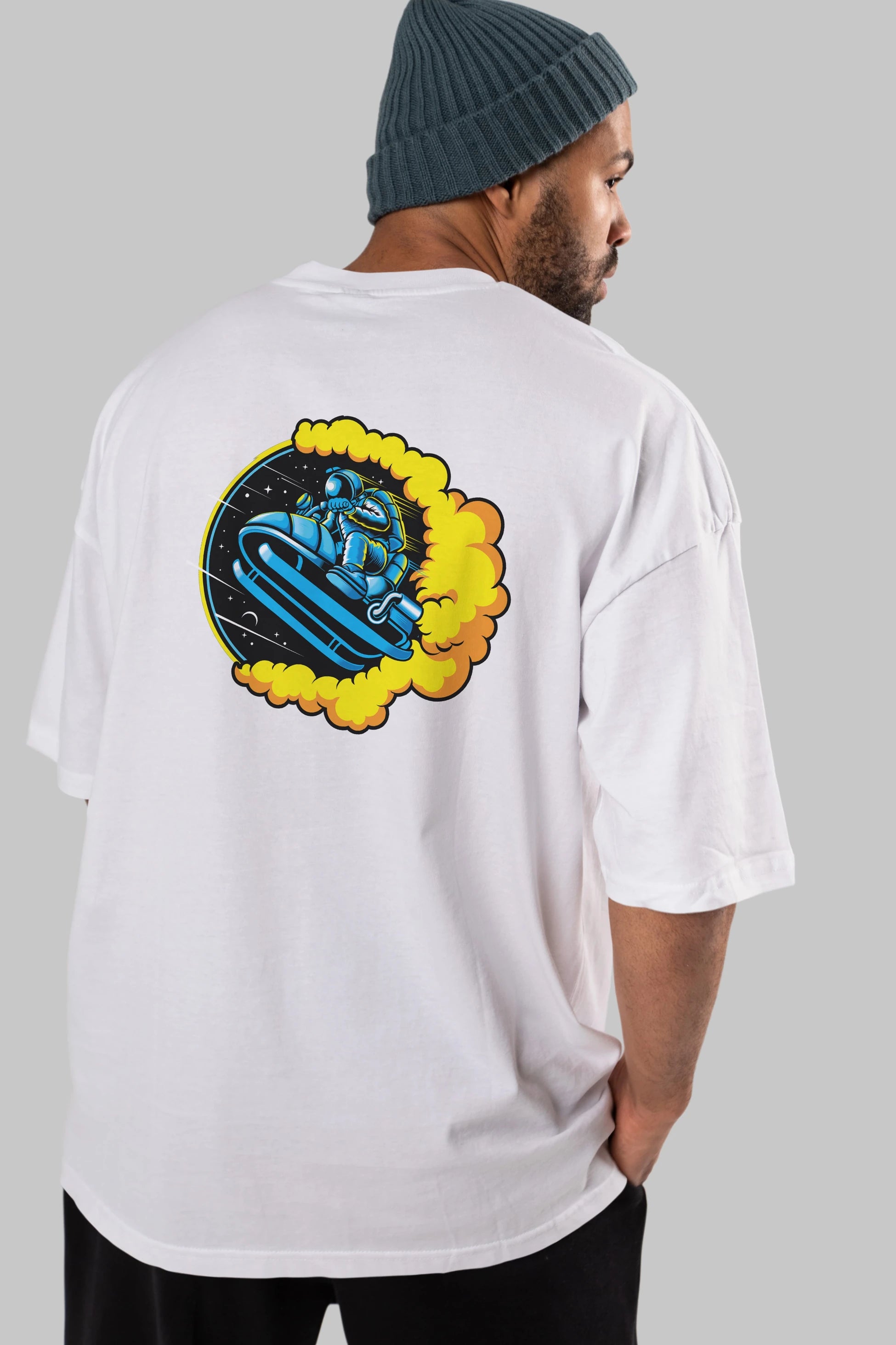 Astrojump with Snowmobile Arka Baskılı Oversize t-shirt Erkek Kadın Unisex