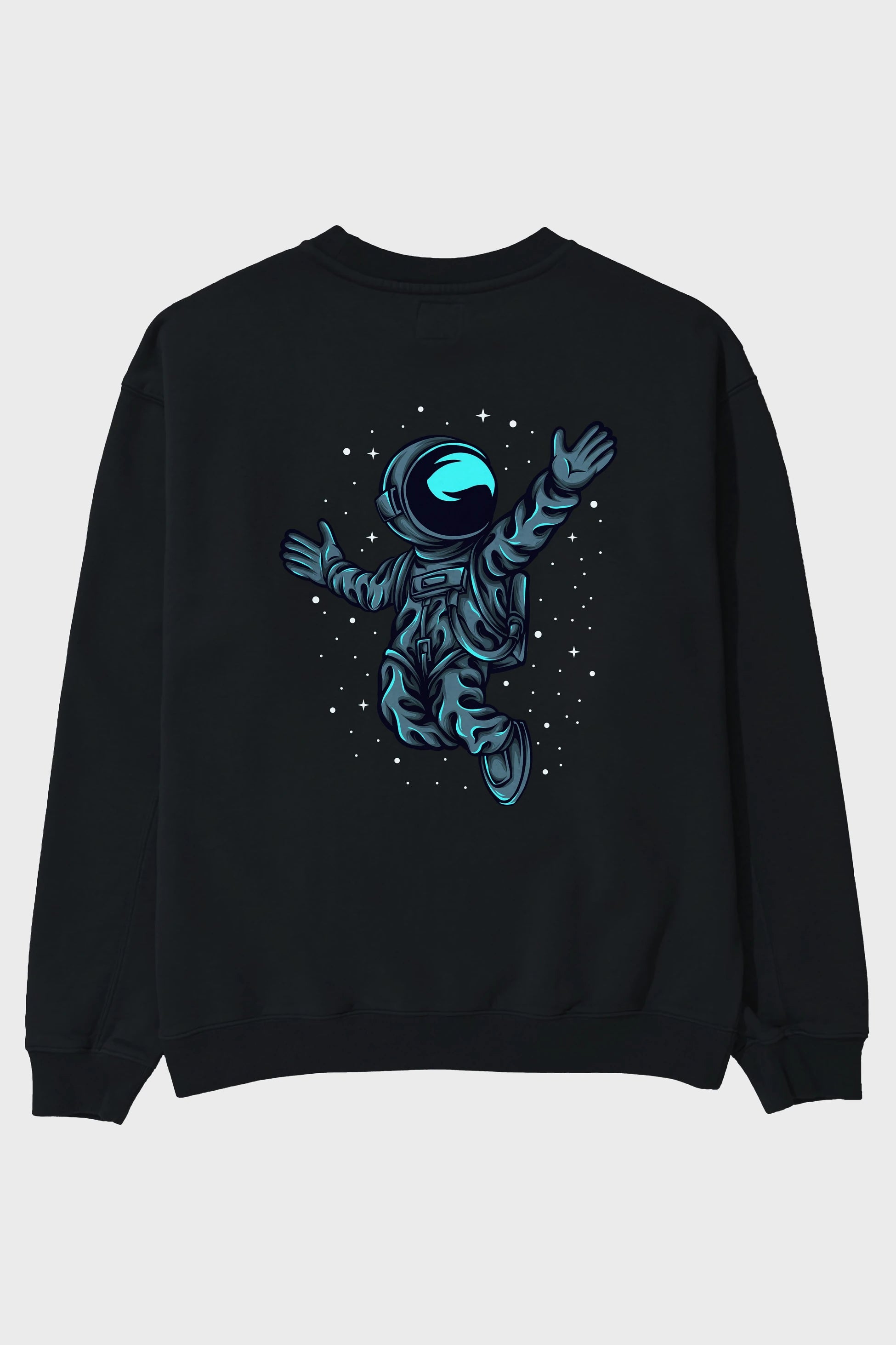 Happy Astronaut Arka Baskılı Oversize Sweatshirt Erkek Kadın Unisex