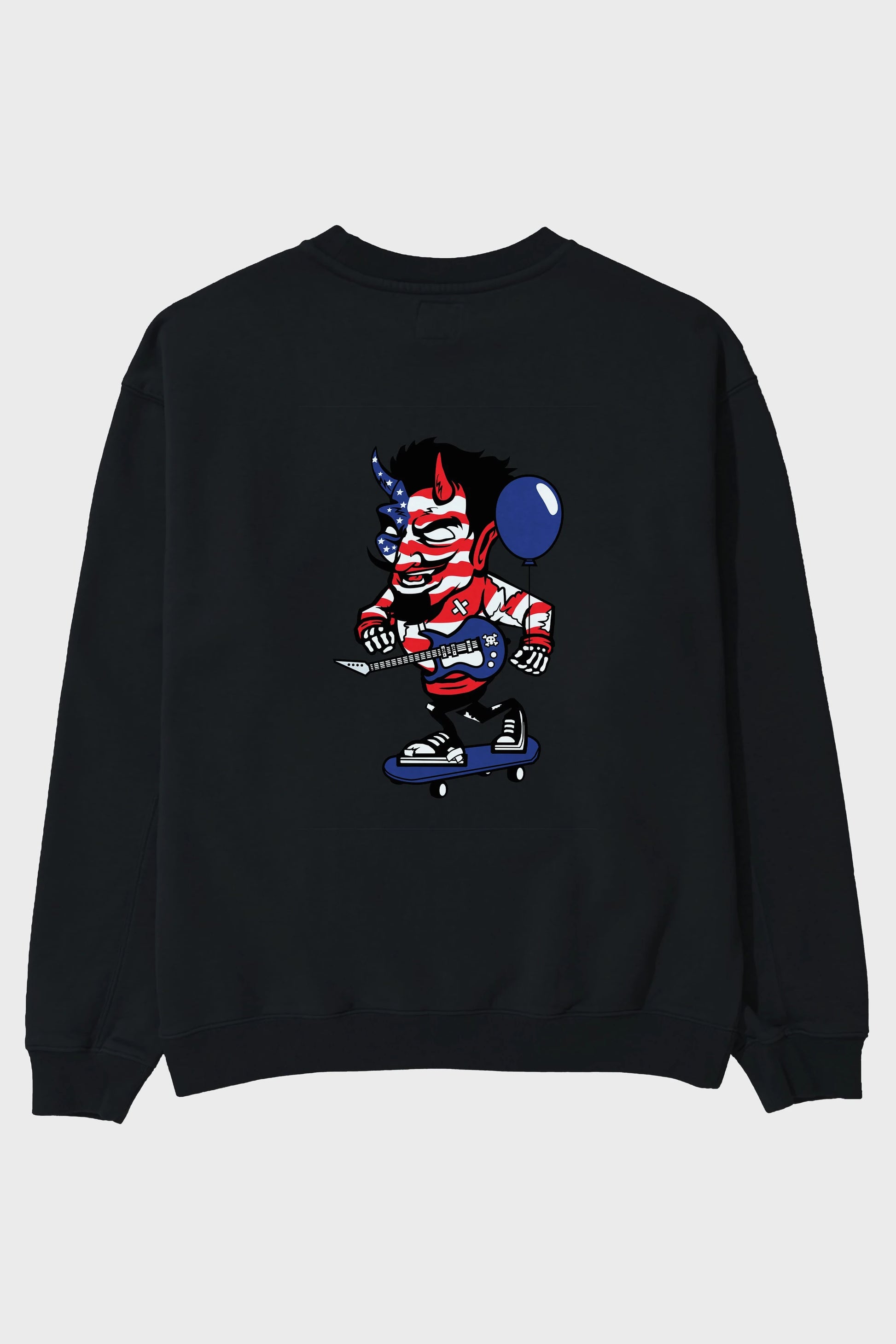 American Devil Skater Arka Baskılı Oversize Sweatshirt Erkek Kadın Unisex
