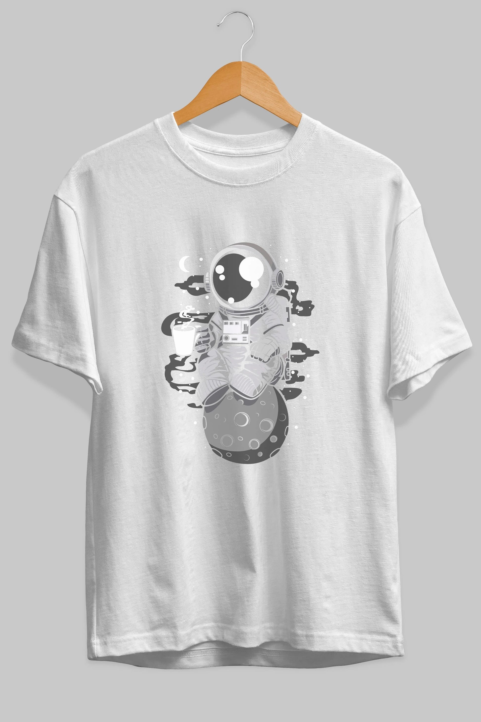 Astronaut Coffee Ön Baskılı Oversize t-shirt Erkek Kadın Unisex