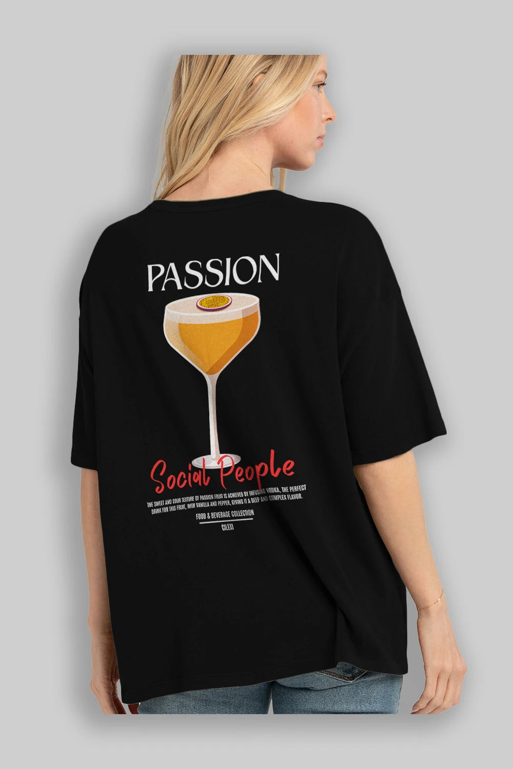 Passion Kokteyl Serisi Baskılı Oversize t-shirt Erkek Kadın Unisex %100 Pamuk Bisiklet Yaka tişort