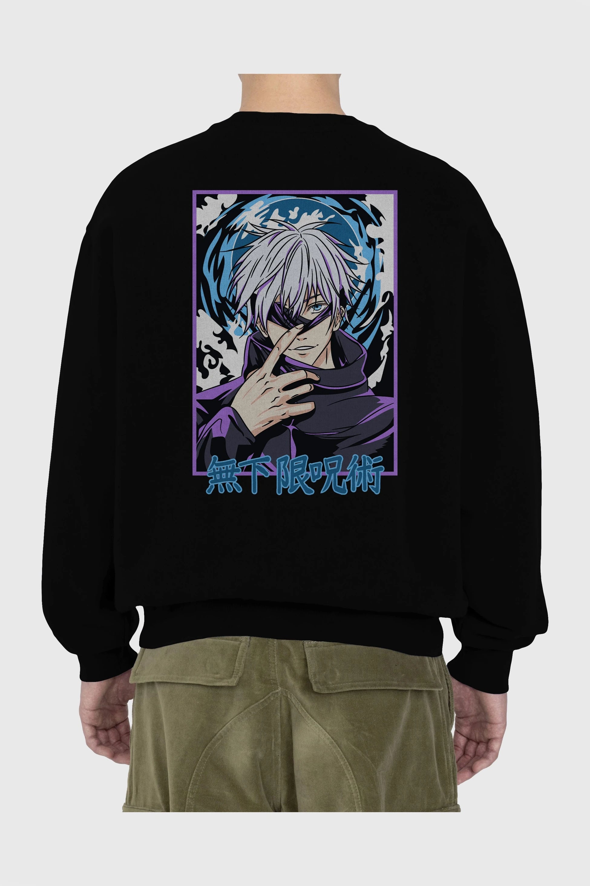SATORU GOJO 3 Anime Arka Baskılı Oversize Sweatshirt Erkek Kadın Unisex