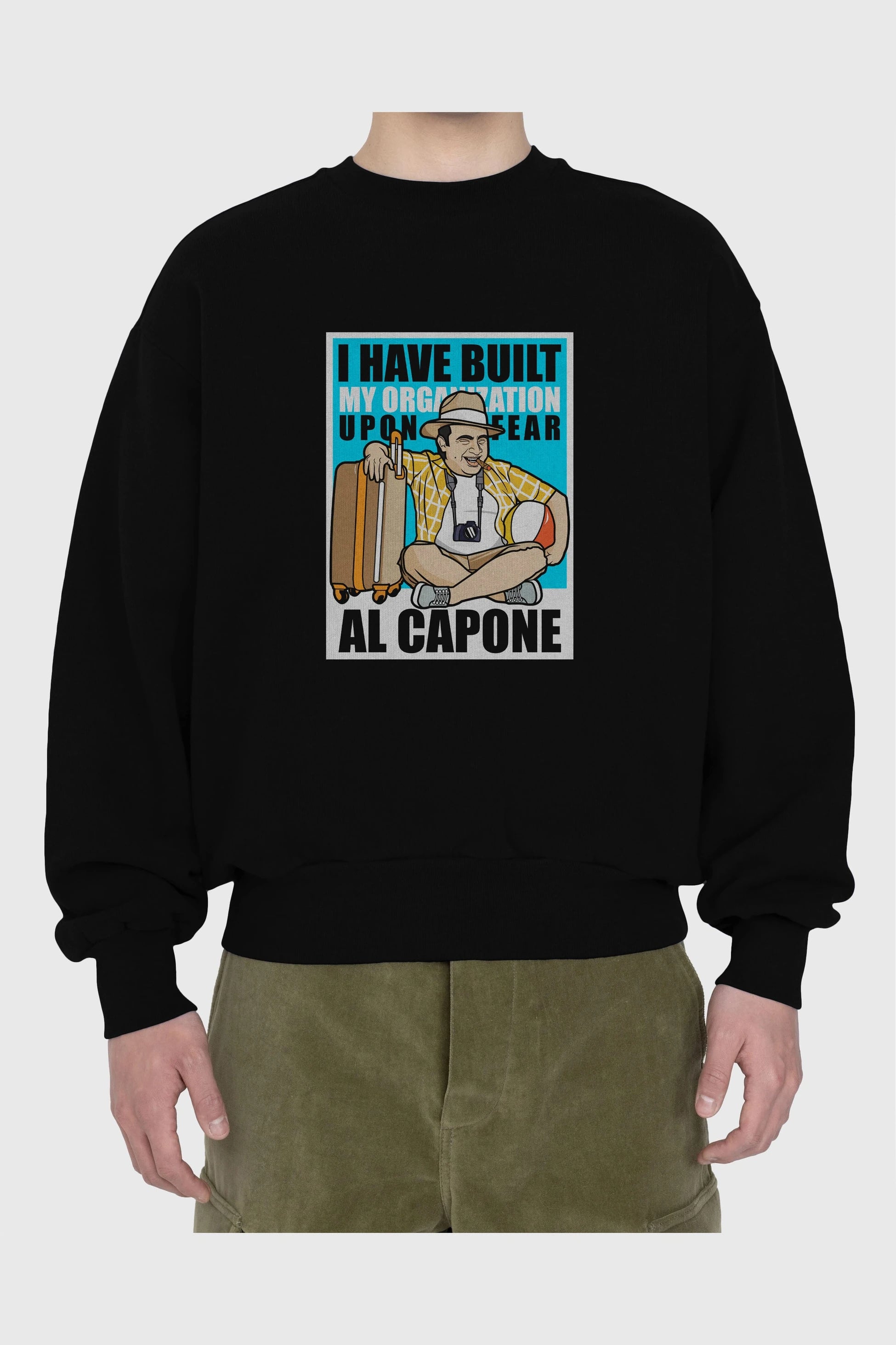 Al Capone Holiday Ön Baskılı Oversize Sweatshirt Erkek Kadın Unisex