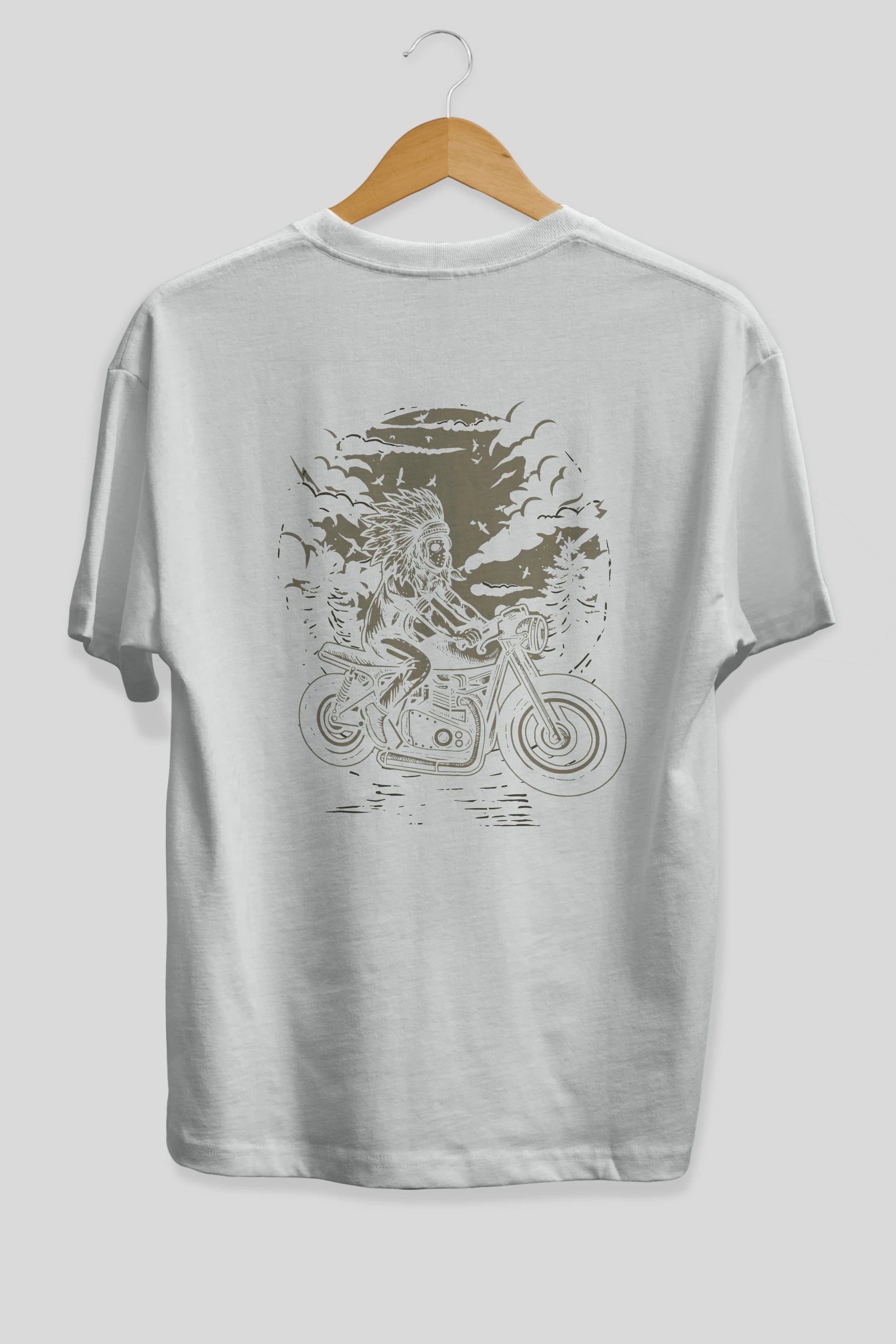 Indian Chief Rider Arka Baskılı Oversize t-shirt Erkek Kadın Unisex %100 Pamuk