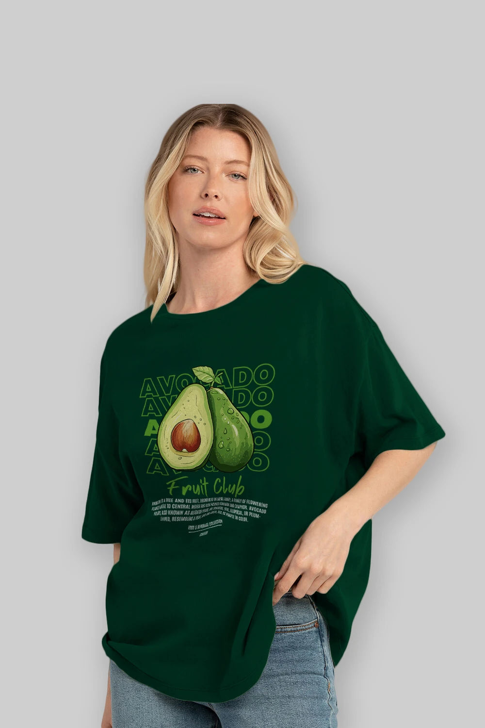 Avocado Ön Baskılı Oversize t-shirt Erkek Kadın Pamuk Bisiklet Yaka tişort