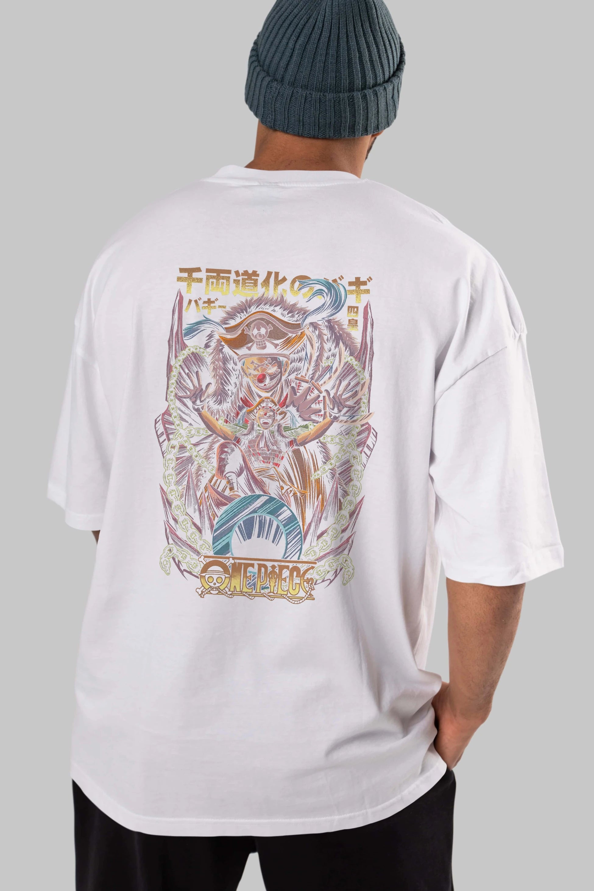 ONE PIECE (5) Anime Arka Baskılı Oversize t-shirt Erkek Kadın Unisex