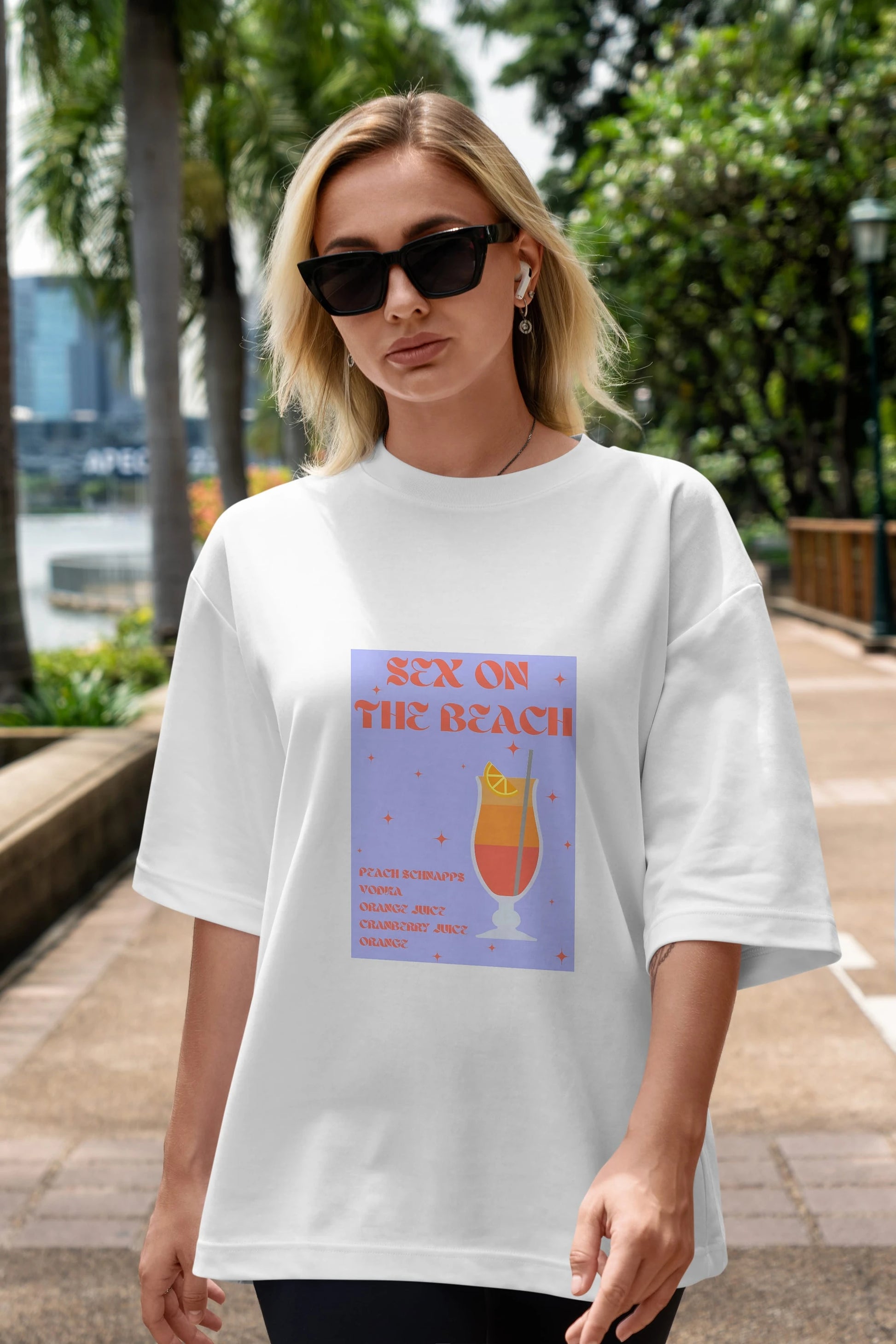 Sex On The Beach Ön Baskılı Oversize t-shirt Erkek Kadın Unisex %100 Pamuk Bisiklet Yaka tişort