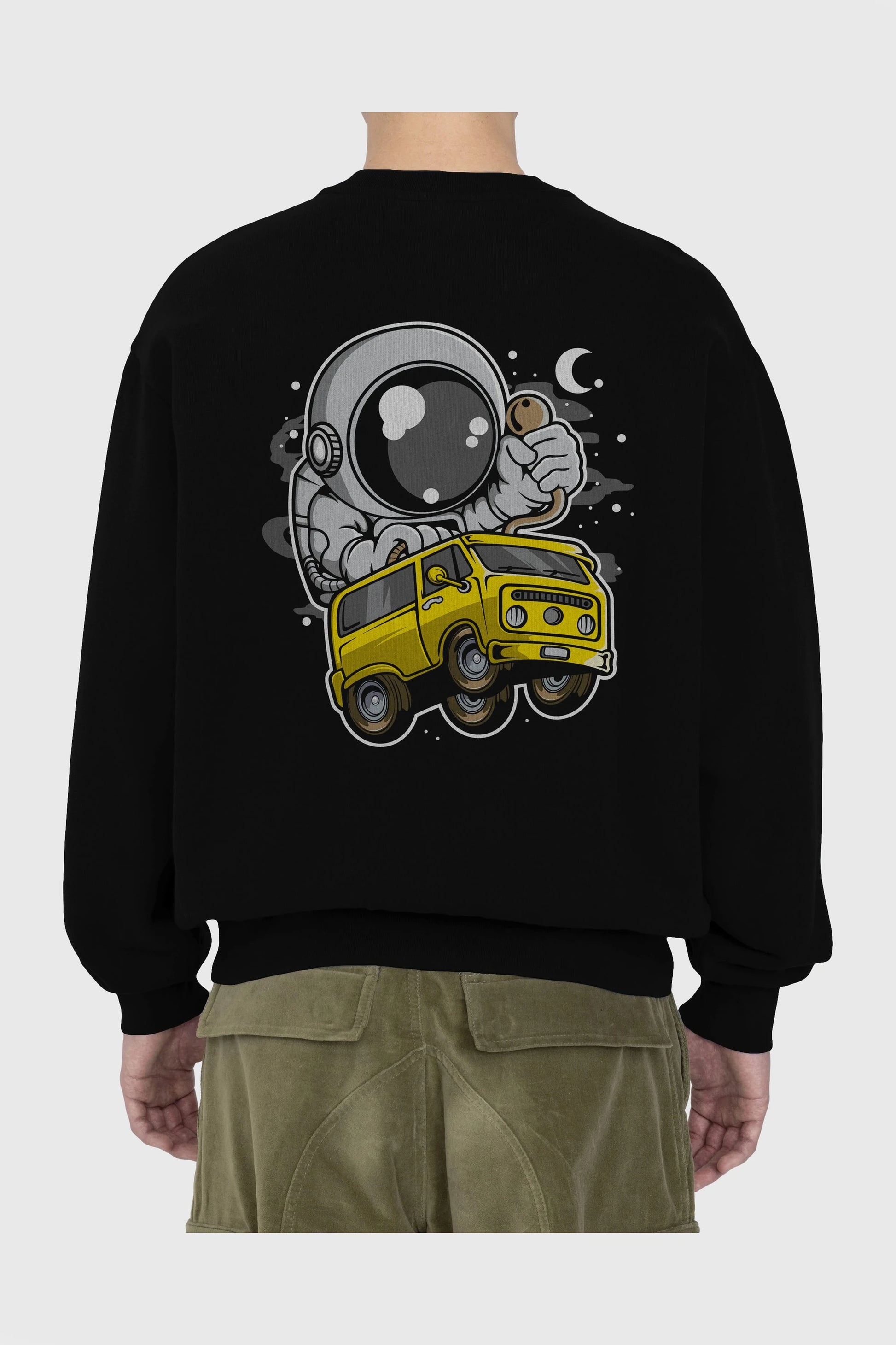 Astronaut Car Racer Arka Baskılı Oversize Sweatshirt Erkek Kadın Unisex
